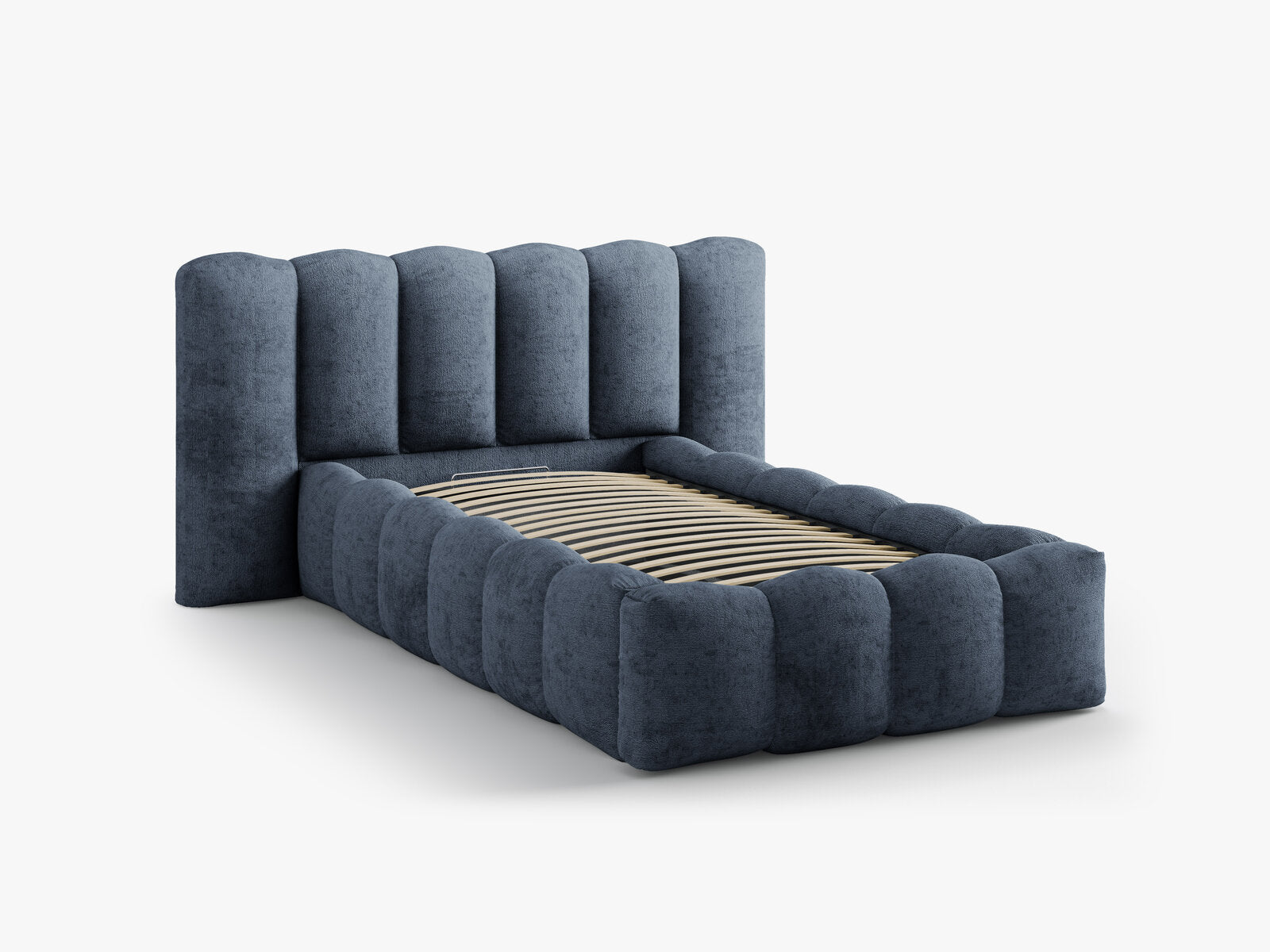 Micadoni Stauraumbett mit Kopfteil Lupine Chenille Perfect Harmony Dunkelblau