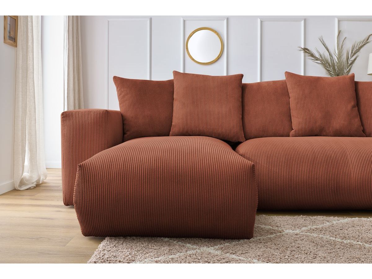 Bobochic Voltaire Wohnlandschaft 356 × 214 cm Cordsamt Orange Ecke links