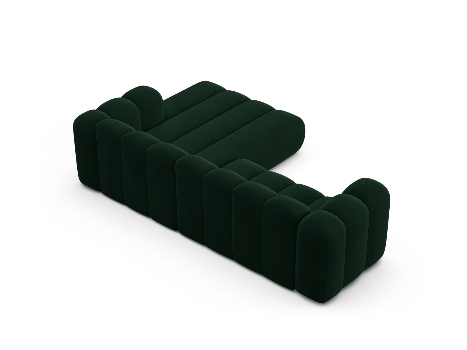 Micadoni Modulares Ecksofa Lupine 4-Sitzer mittelgroß Rechts Samt Salvador Flaschengrün