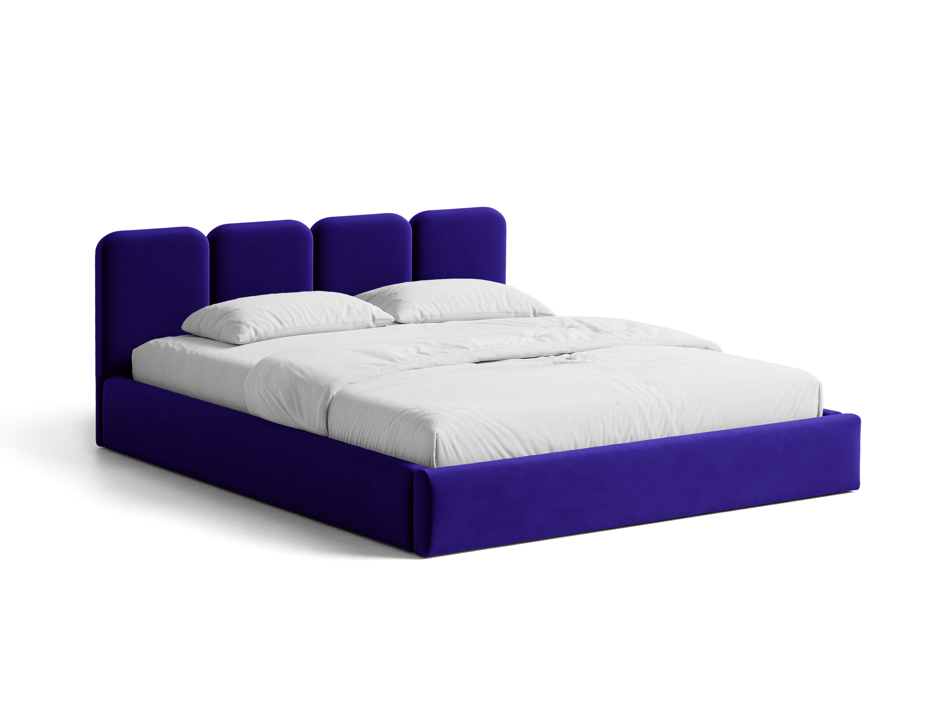 Micadoni Stauraumbett mit Kopfteil Saga Samt Magic Velvet Kobalt 160x200