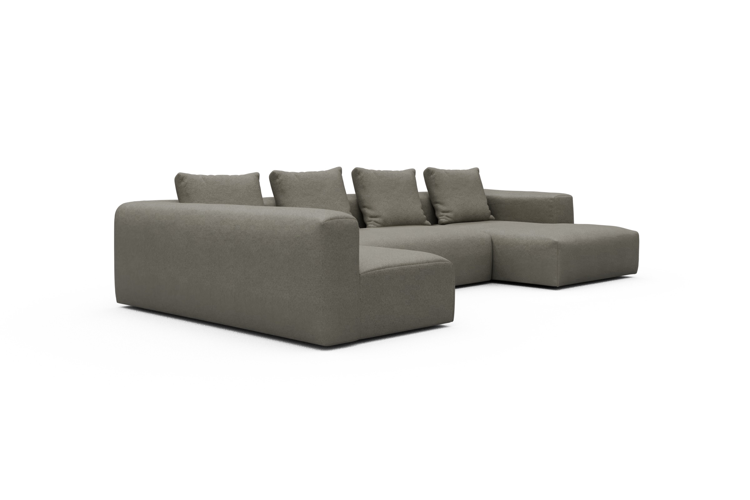 Wohnlandschaft Fred Chaiselongue rechts mit 2-Sitzer und lange Armlehne links Denari-Warm-Grey