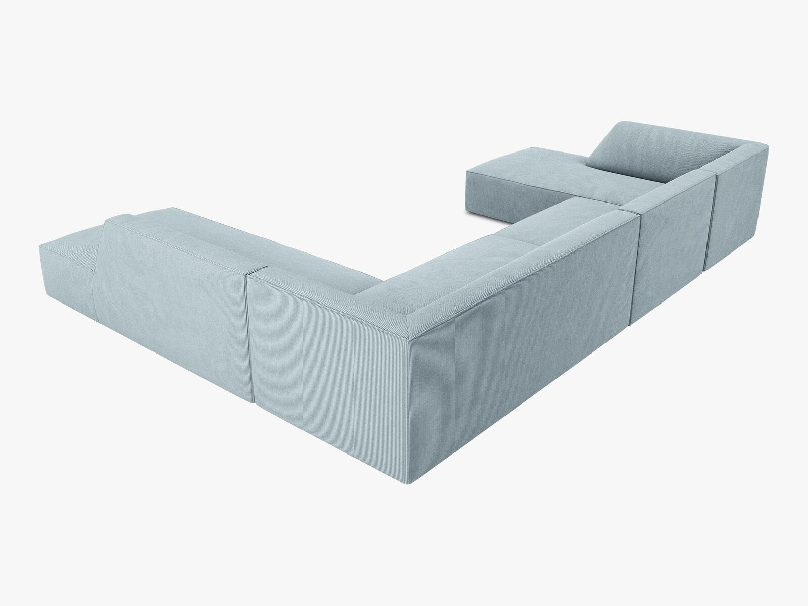 Micadoni Panorama-Ecksofa Ruby 7-Sitzer Rechts Kord Scala Hellblau