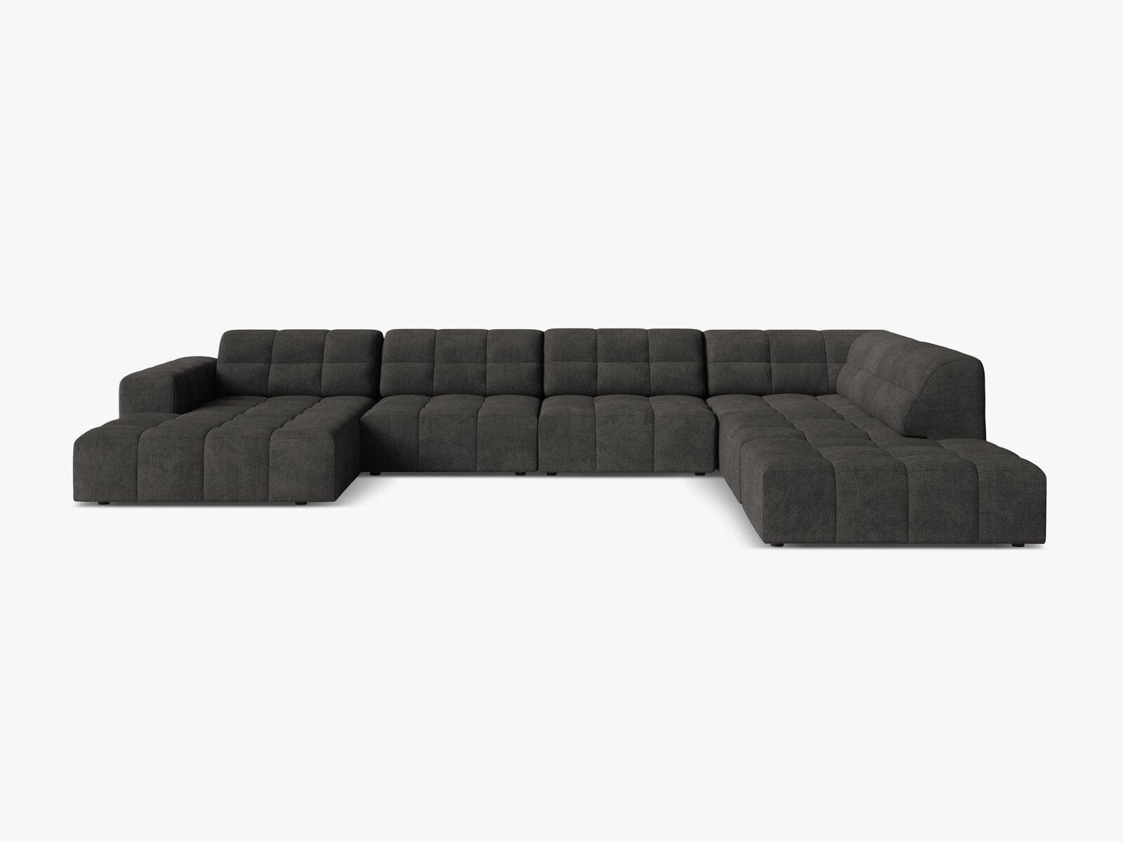 Micadoni Panorama Ecksofa Jennifer 7-Sitzer Rechts Chenille Eden Dunkelgrau