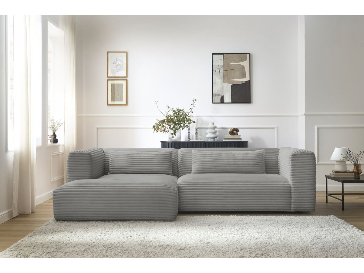 Bobochic Harry Ecksofa Breitcord weich Dunkelgrau Ecke links