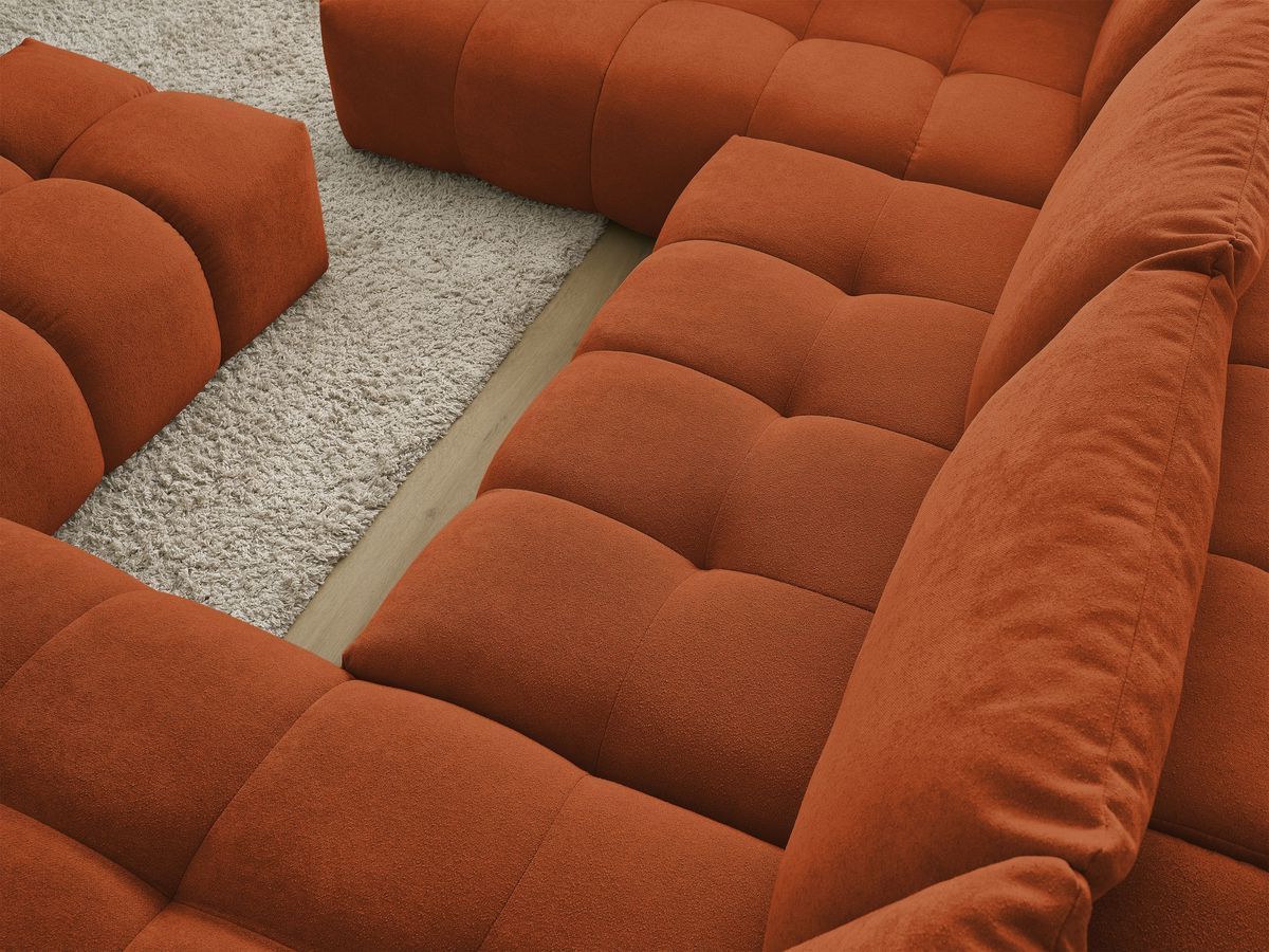 Bobochic Everest Wohnlandschaft mit Pouf, 6 Kissen Strukturstoff Orange Ecke rechts