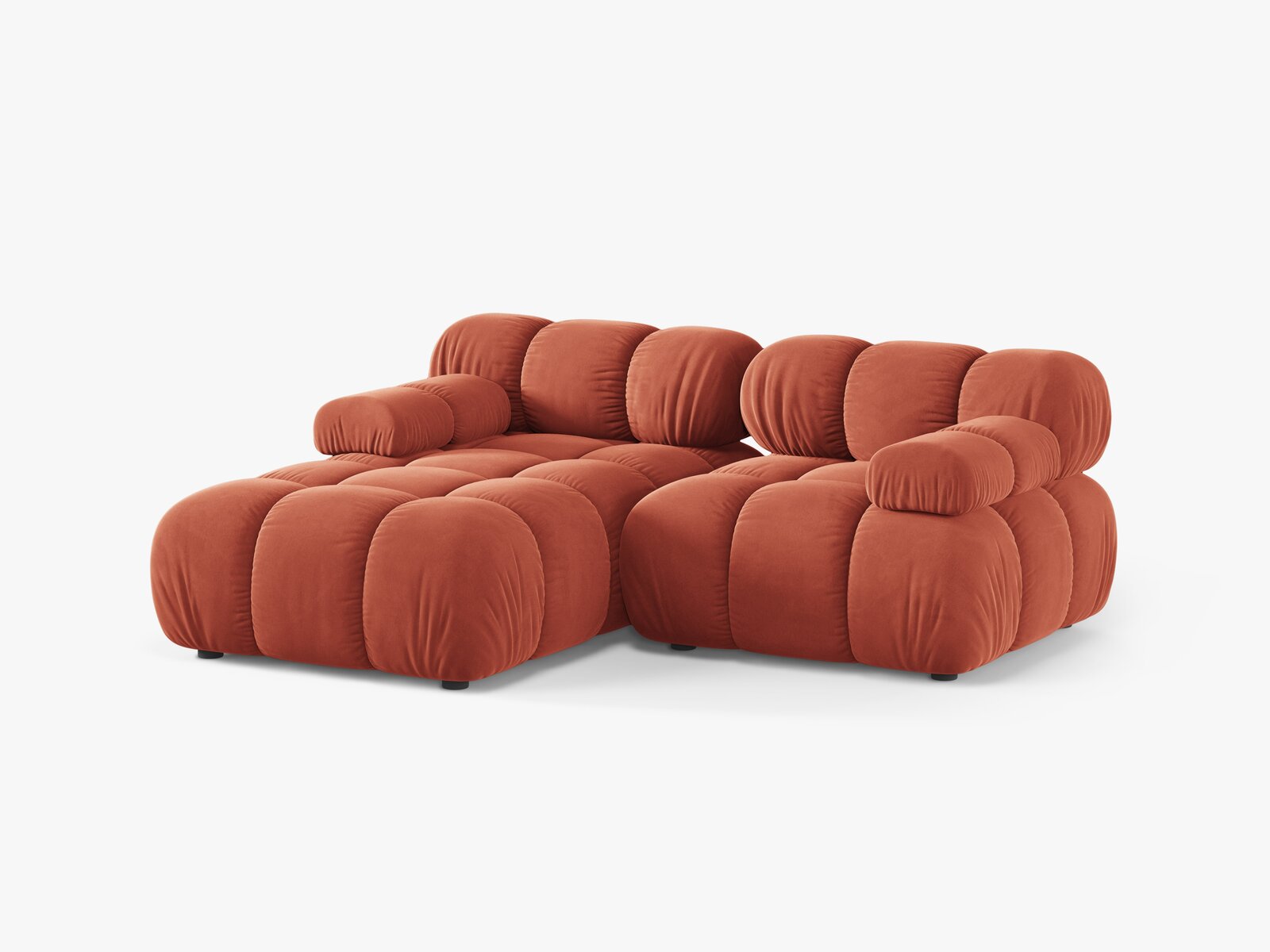 Micadoni Modulares Ecksofa Bellis 3-Sitzer Links Samt Venus Koralle