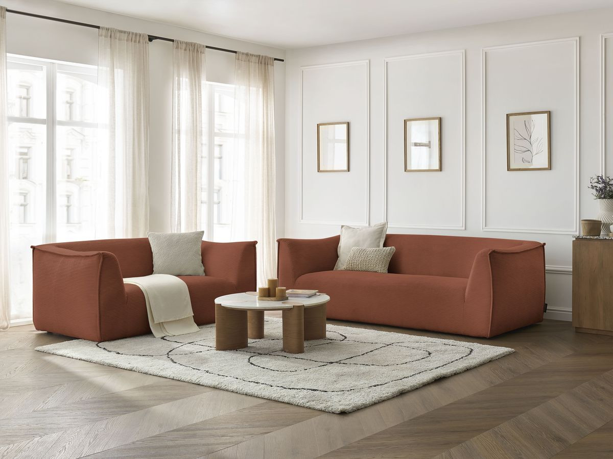 Bobochic Giorgia Sofa 5-Sitzer 412 × 100 cm Cordsamt Orange