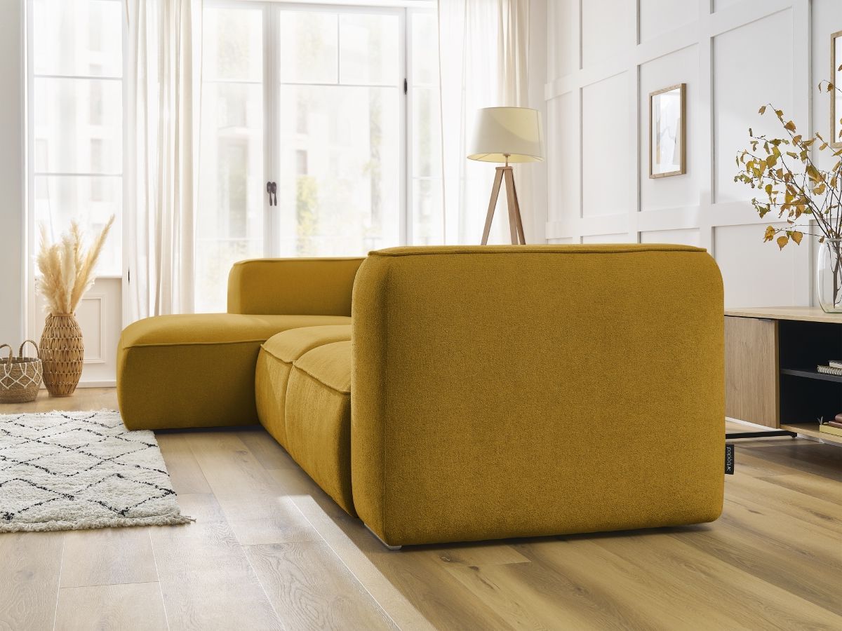 Bobochic Zephyr Ecksofa 349 × 165 cm Strukturstoff Gelb Ecke links