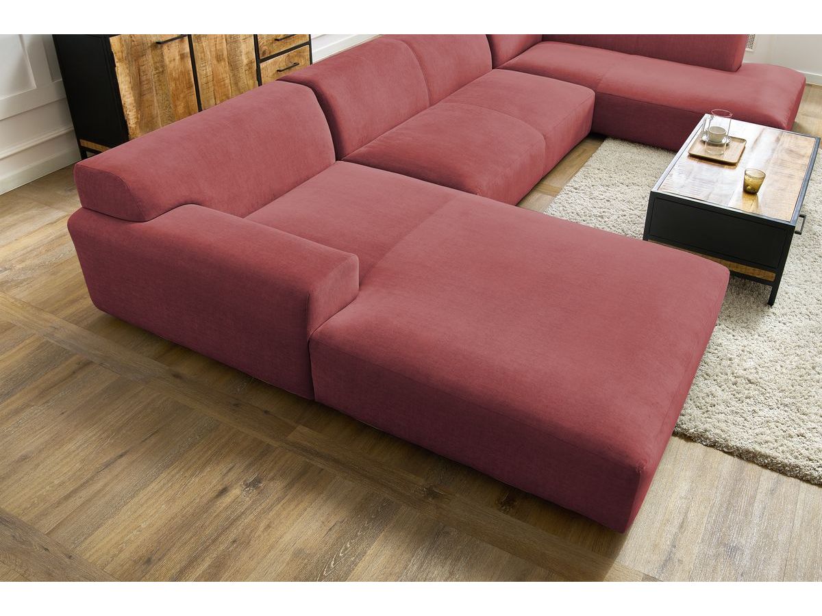 Bobochic Lavena Wohnlandschaft 399 × 220 cm Samt Orange Ecke links