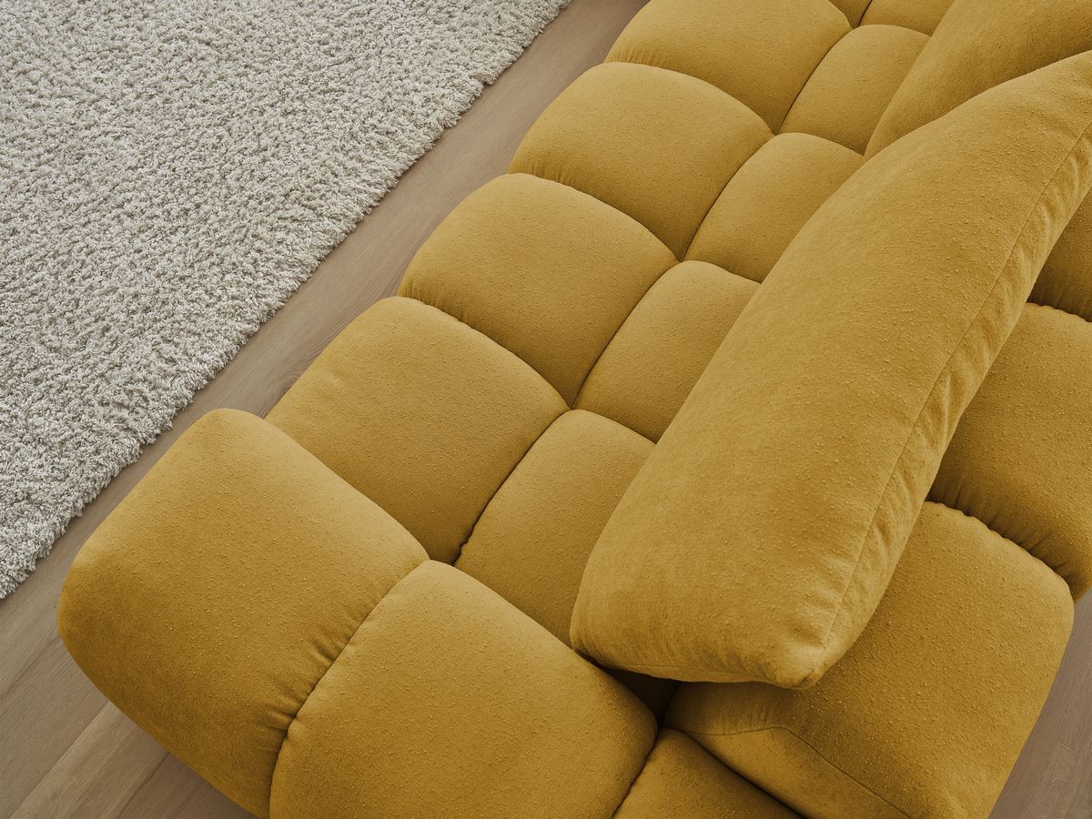 Bobochic Everest Ecksofa, 4 Kissen Strukturstoff Gelb Ecke links