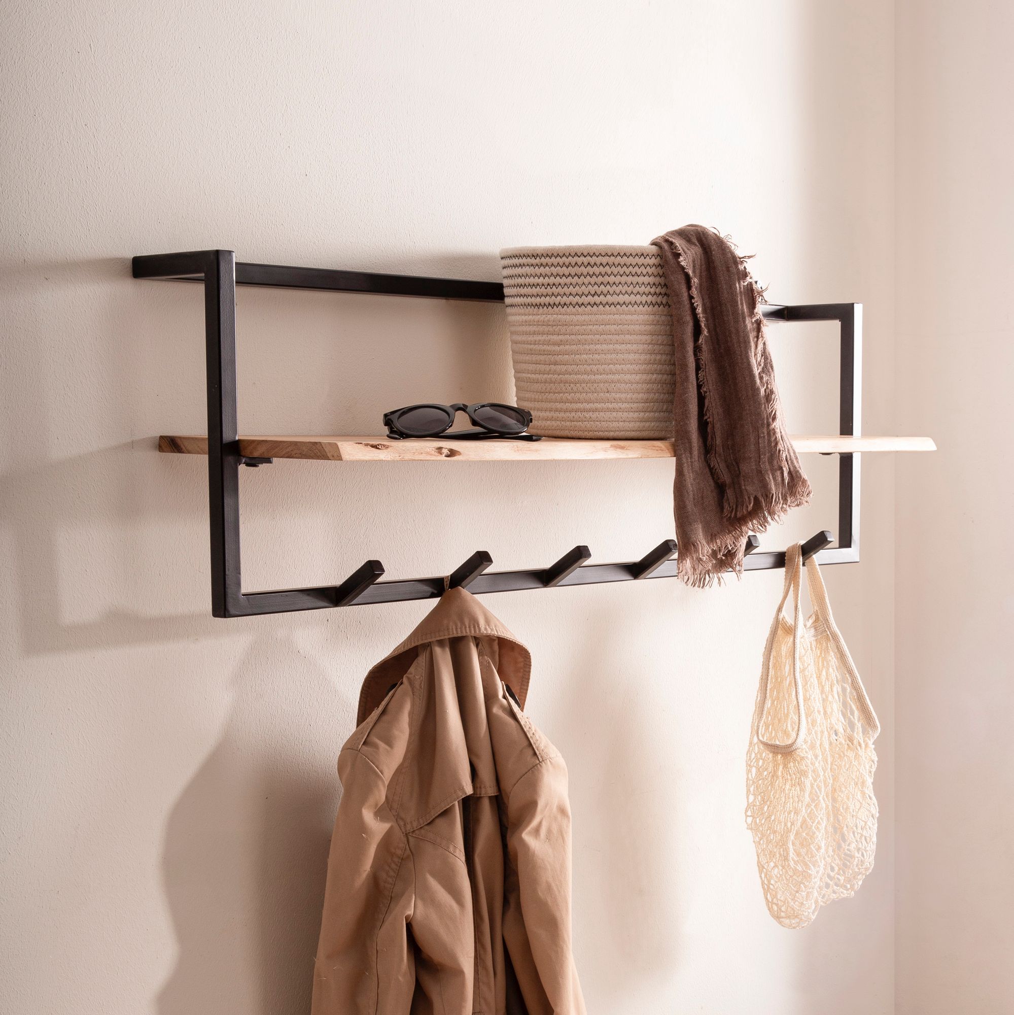 Wandgarderobe Nodeland Akazie Massivholz 100 × 25 × 32 cm