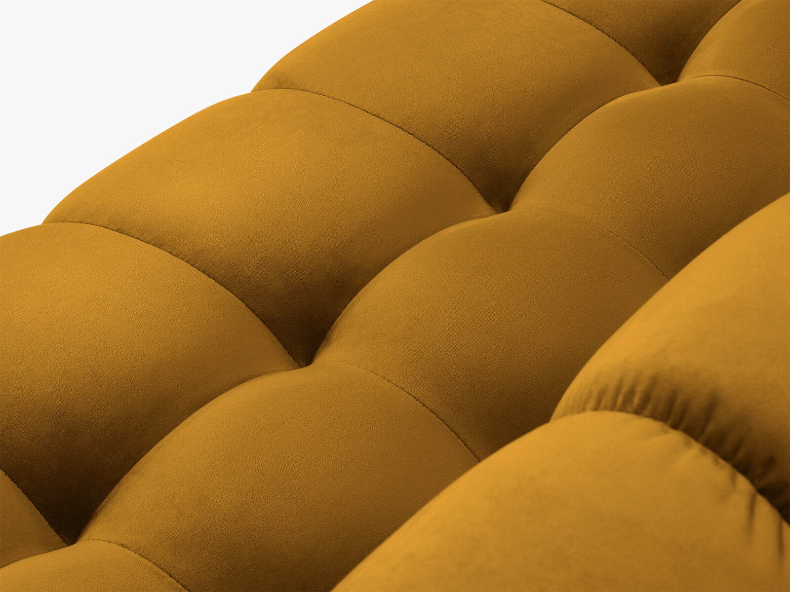 Micadoni Panorama-Sofa Mamaia 6-Sitzer Samt Bluvel Gelb schwarze Beine