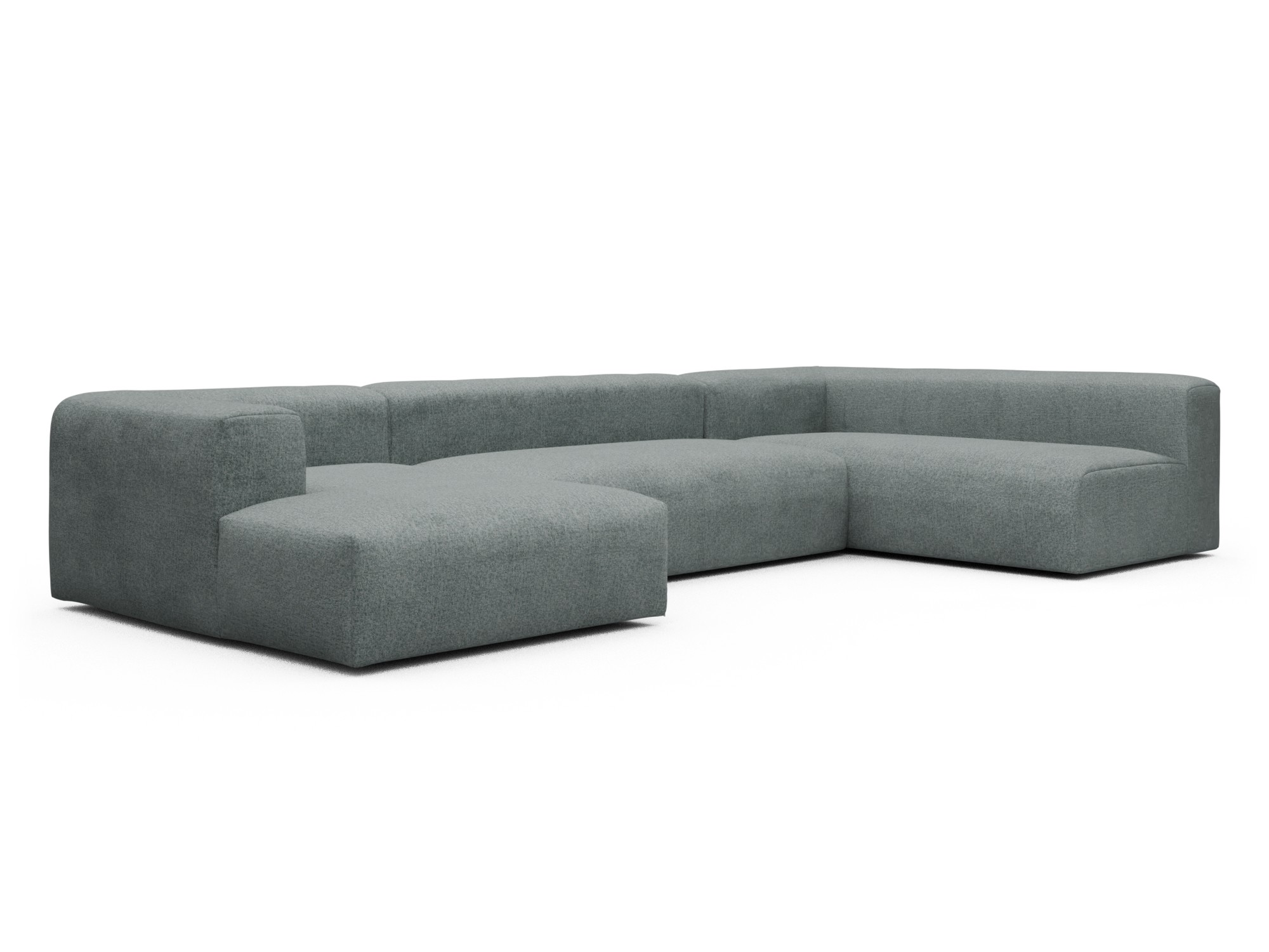 Skandi Home Wohnlandschaft Fred Chaiselongue links mit 2-Sitzer und lange Armlehne rechts Casone-Light-Mixed-Green moebelfaktor
