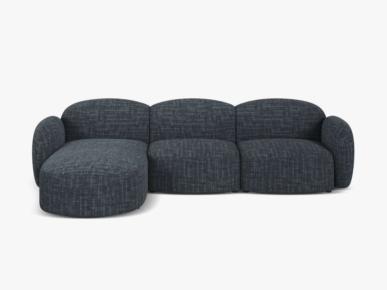 Micadoni Ecksofa Blair 4-Sitzer Links Strukturierter Stoff Baltimore Marineblau
