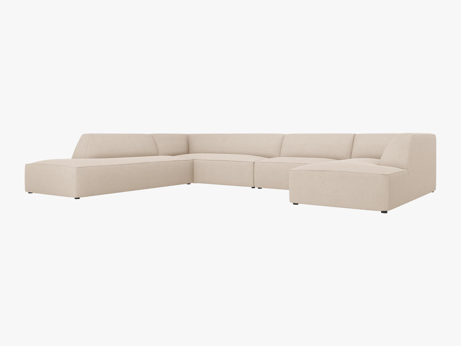 Micadoni Panorama-Ecksofa Ruby 7-Sitzer Links Strukturierter Stoff Ottawa Beige
