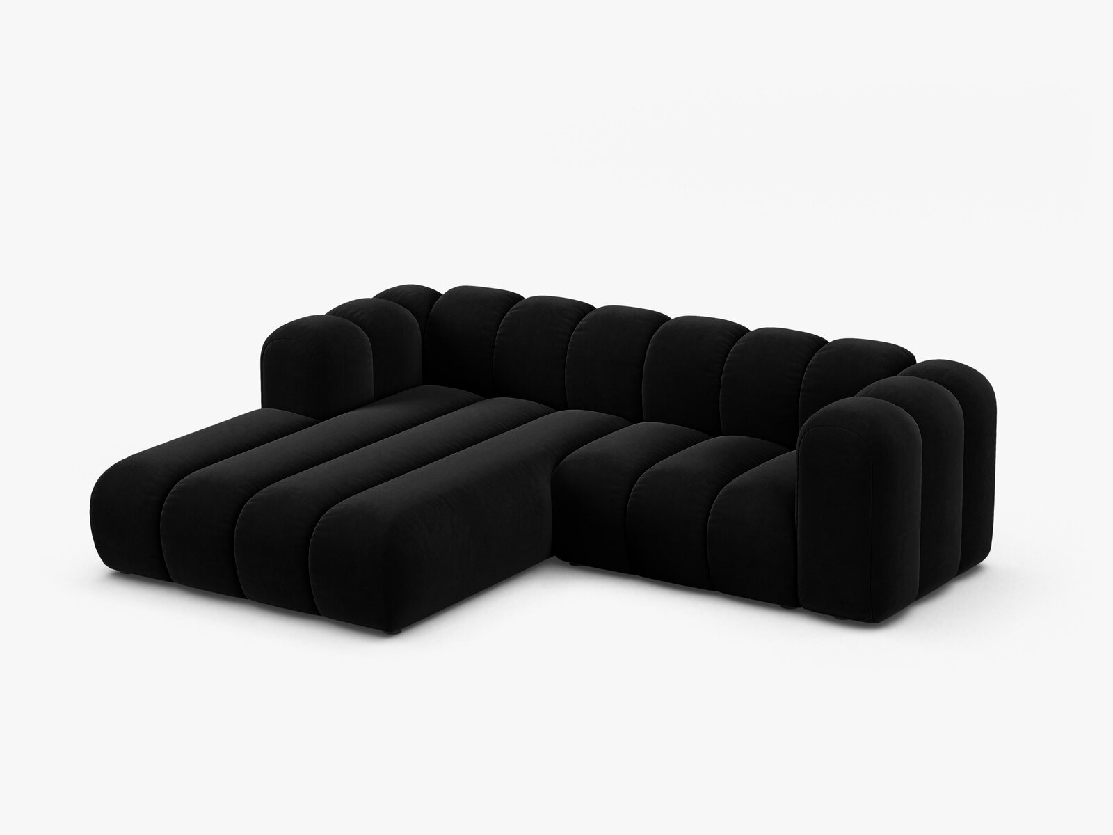 Micadoni Modulares Ecksofa Lupine 3-Sitzer Samt Venus Schwarz Links