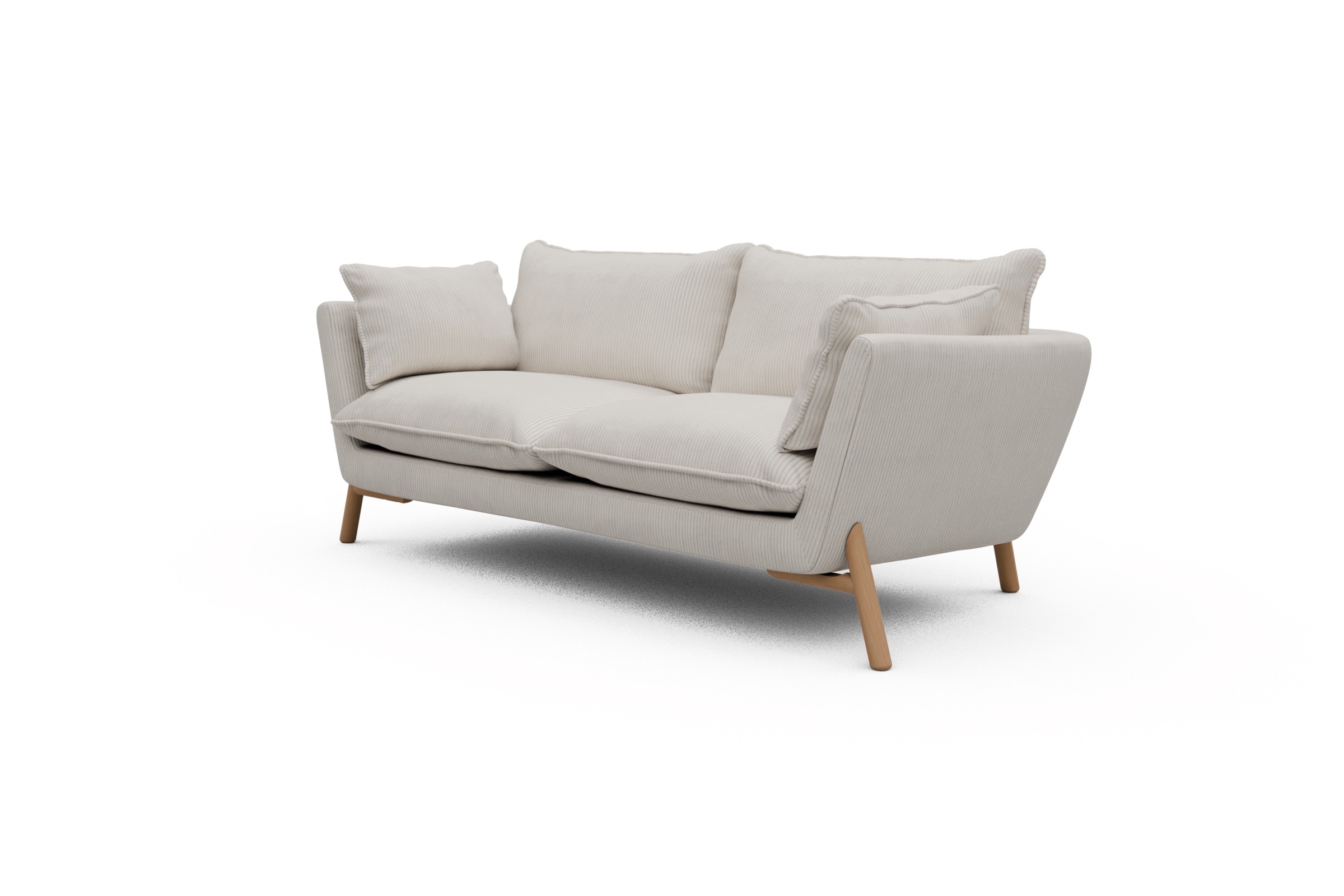 Sofa Emil PREMIUM 2-Sitzer Beinfarbe Eiche Natur Corduroy-Ivory