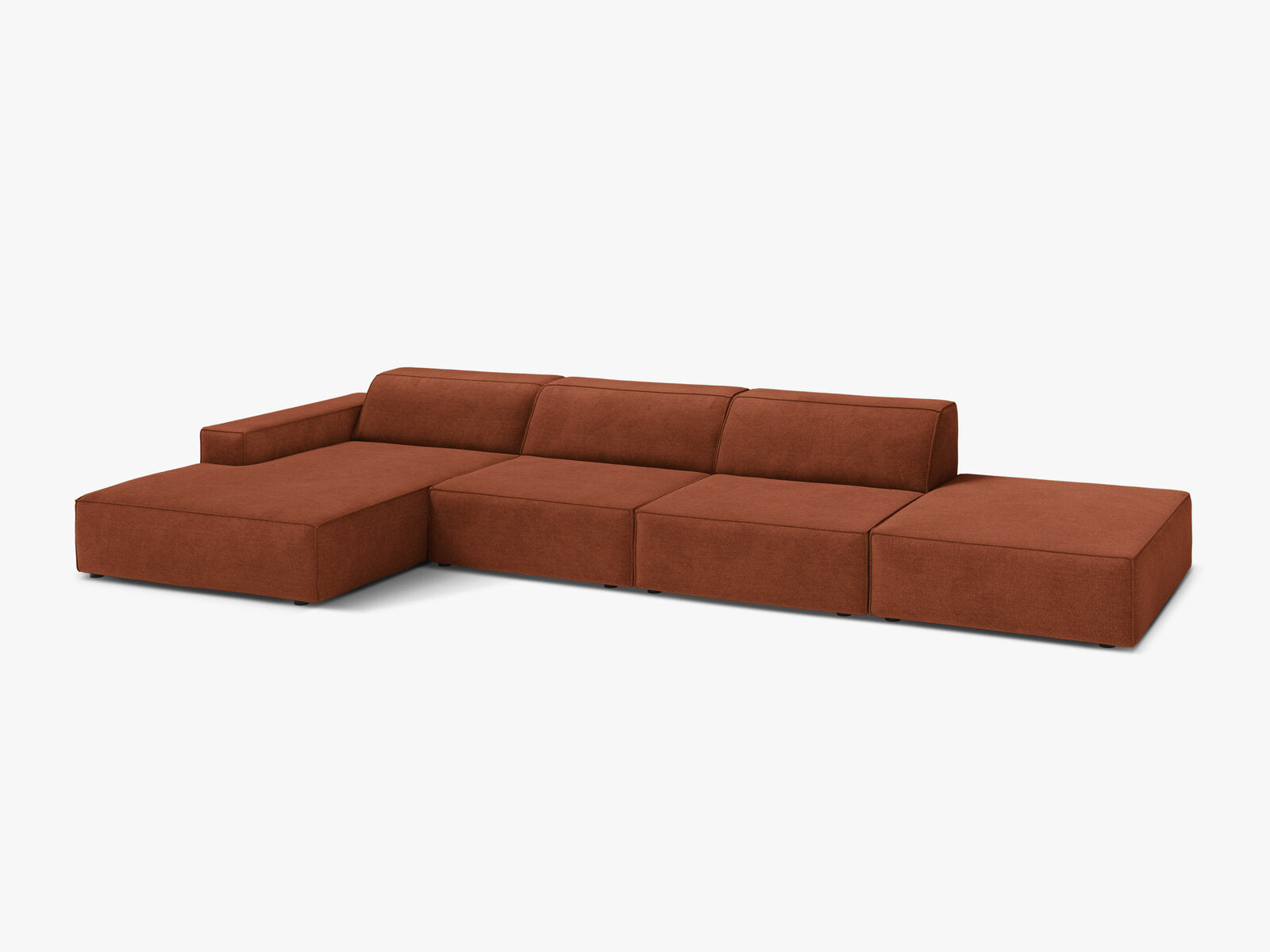 Micadoni Ecksofa Jodie 5-Sitzer Strukturierter Stoff Liberty Ziegel Links