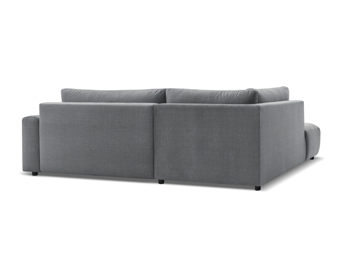 Bobochic Arsene Ecksofa mit Schlaffunktion und Bettkasten und Pouf 277 × 200 cm Samt Dunkelgrau Ecke links