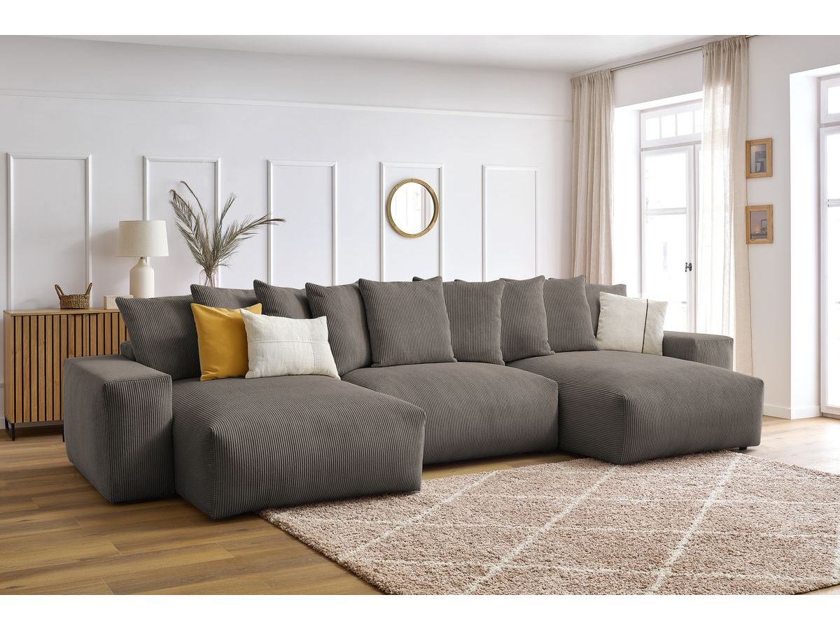Bobochic Voltaire Wohnlandschaft 420 × 165 cm Cordsamt Taupe