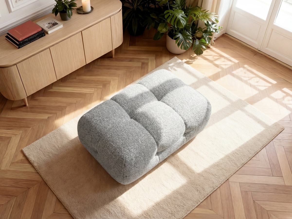 Bobochic Laura Pouf 98 × 62 cm Melange-Stoff Hellgrau