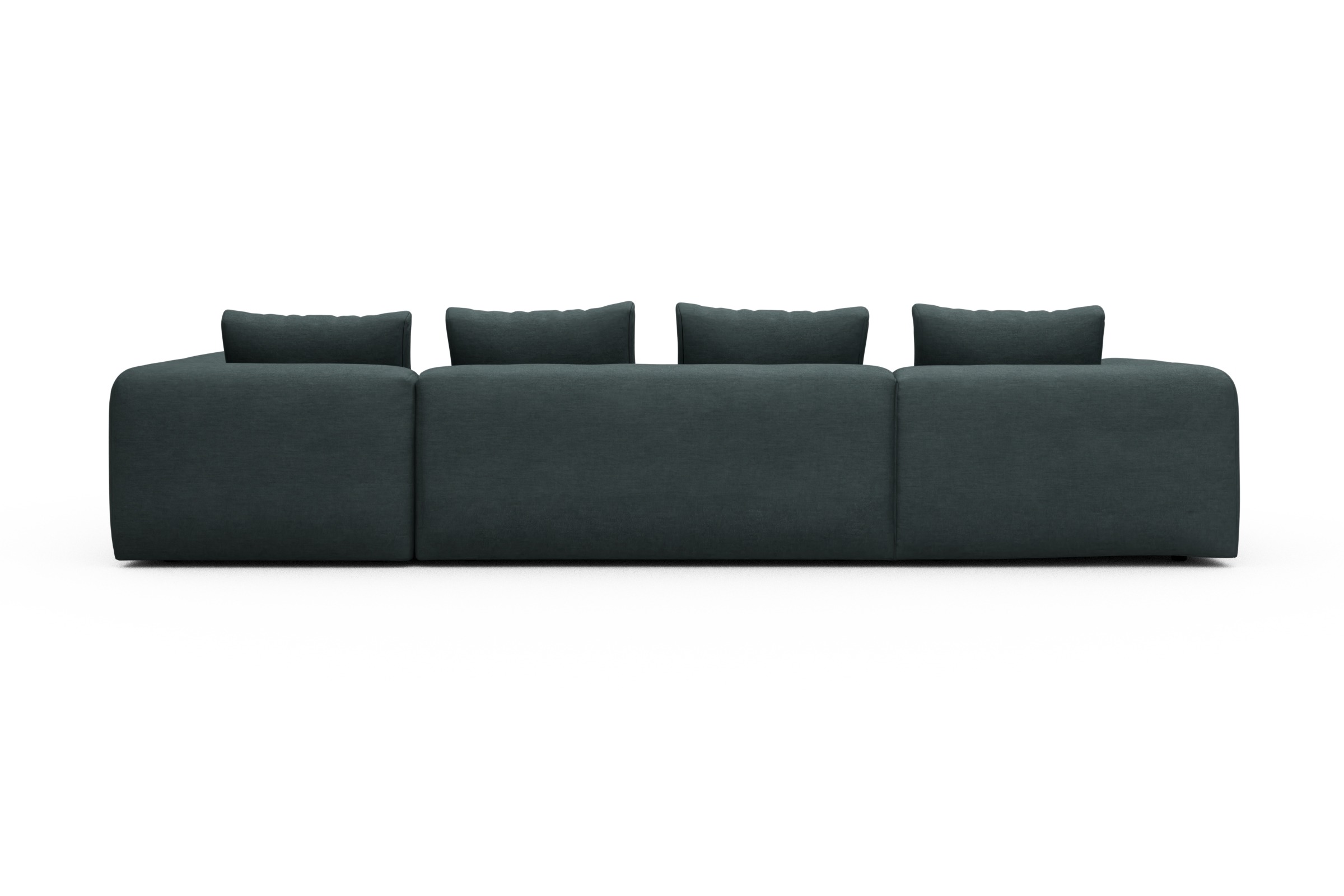 Wohnlandschaft Fred Chaiselongue links mit 2-Sitzer und lange Armlehne rechts Vivus-Blue