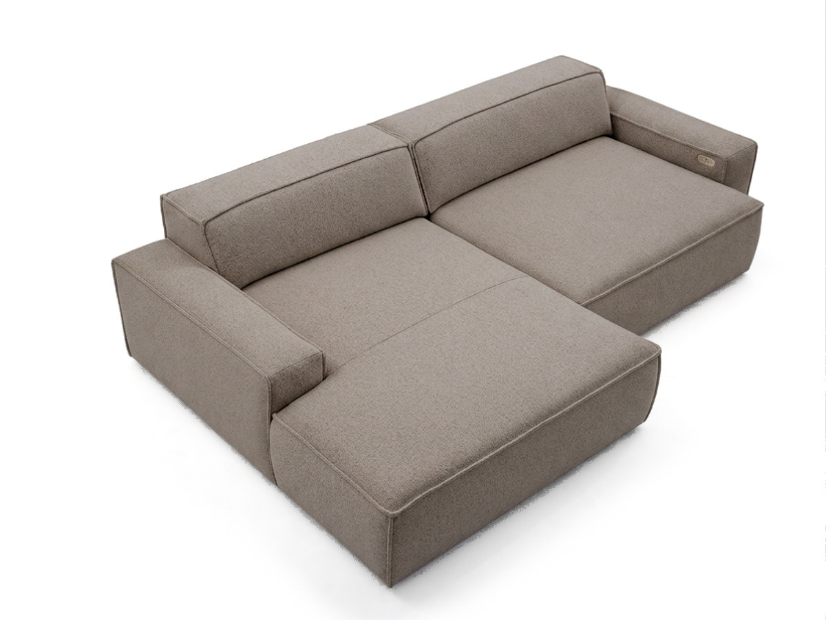 Bobochic Abel Ecksofa mit Schlaffunktion Melange-Stoff Taupe Ecke links