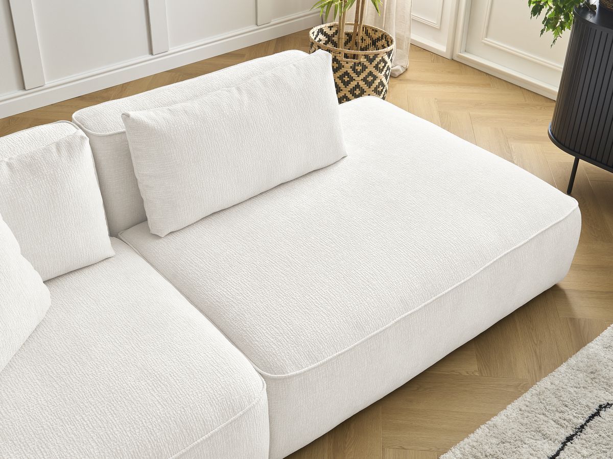 Bobochic Leopold Sofa 3-Sitzer Strukturstoff Weiß Armlehne links