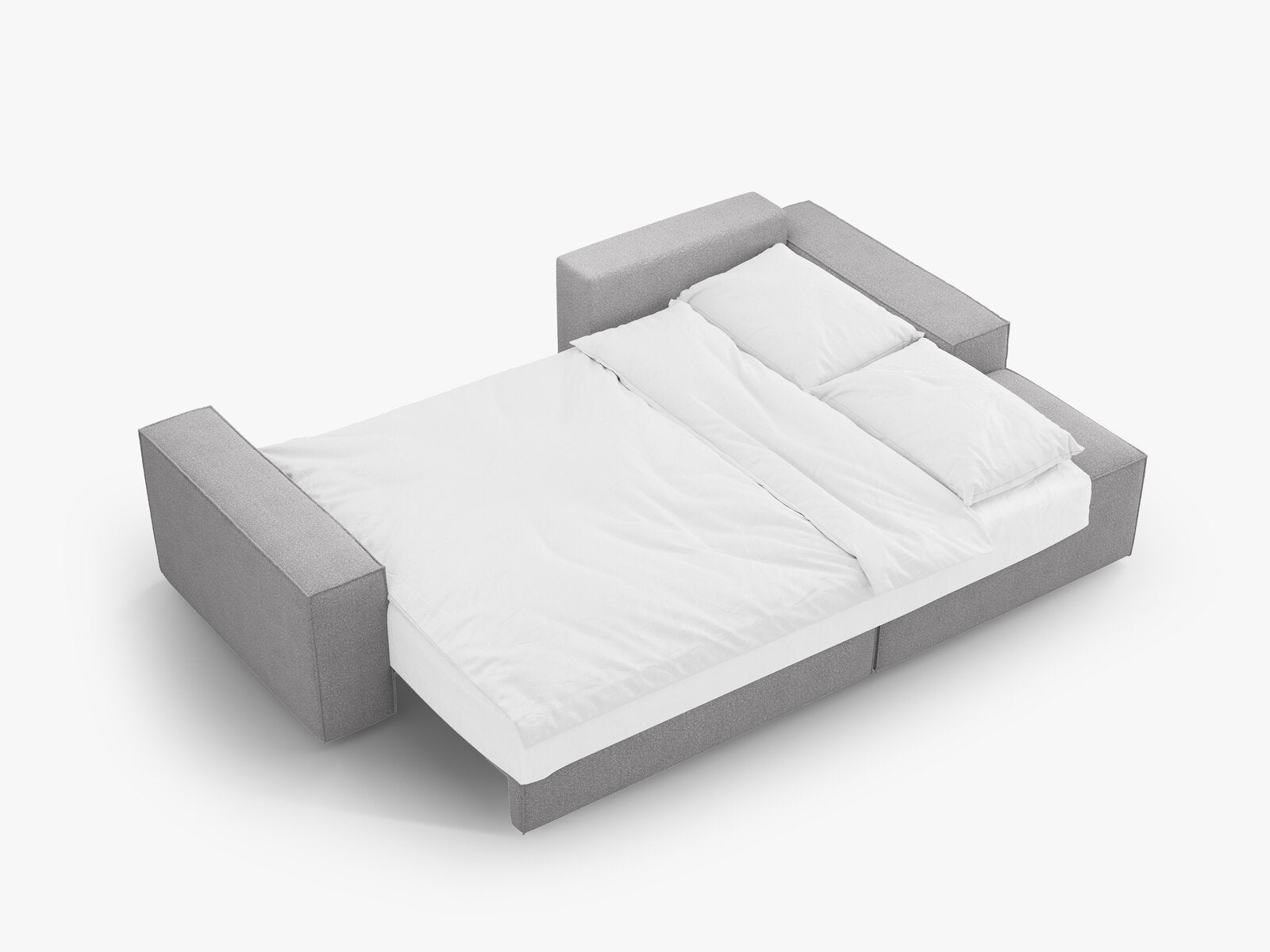 Micadoni Schlaf-Ecksofa Jodie 3-Sitzer Rechts Boucle Hellgrau