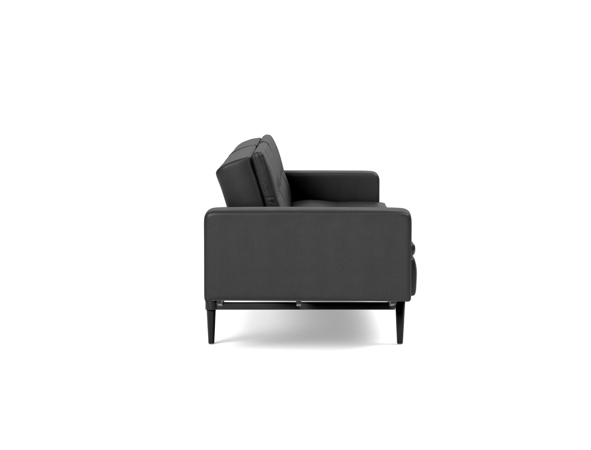 Schlafsofa Dublexo mit Armlehnen Lederoptik Faunal 550-Black Beine Styletto Eiche schwarz