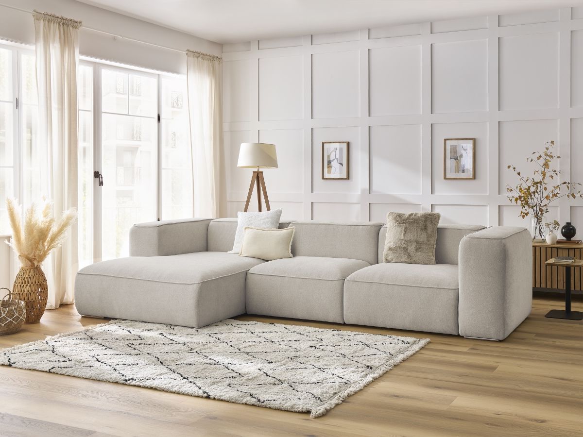 Bobochic Zephyr Ecksofa 349 × 165 cm Strukturstoff Beige Ecke links