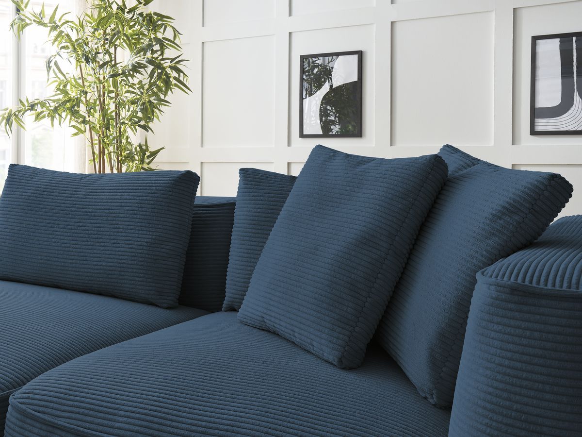 Bobochic Leopold Sofa 3-Sitzer Cordsamt Dunkelblau Armlehne rechts