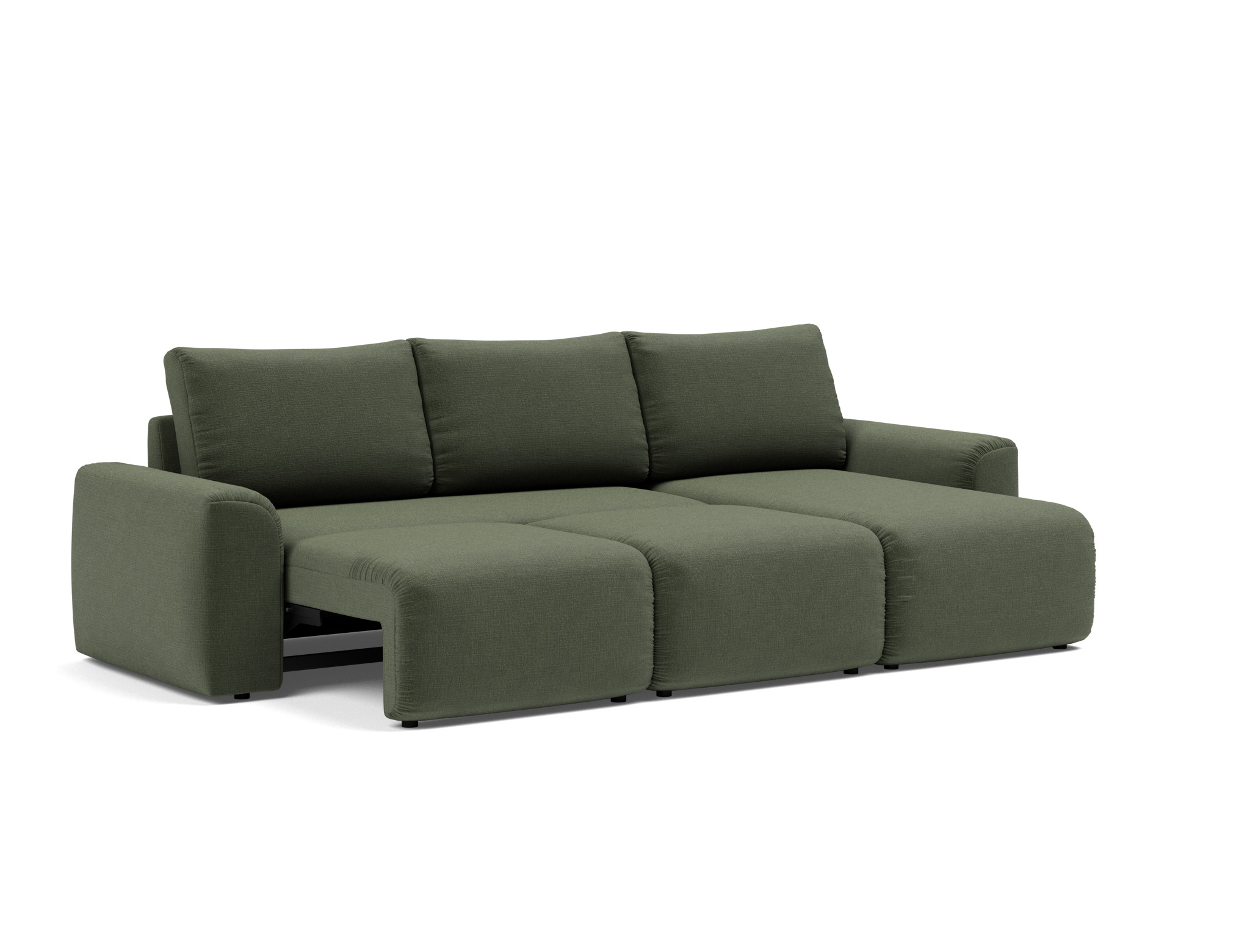 Schlafsofa Norum mit Chaiselongue und Chunky-Armlehnen Chenille Esina 413-Olive-Green