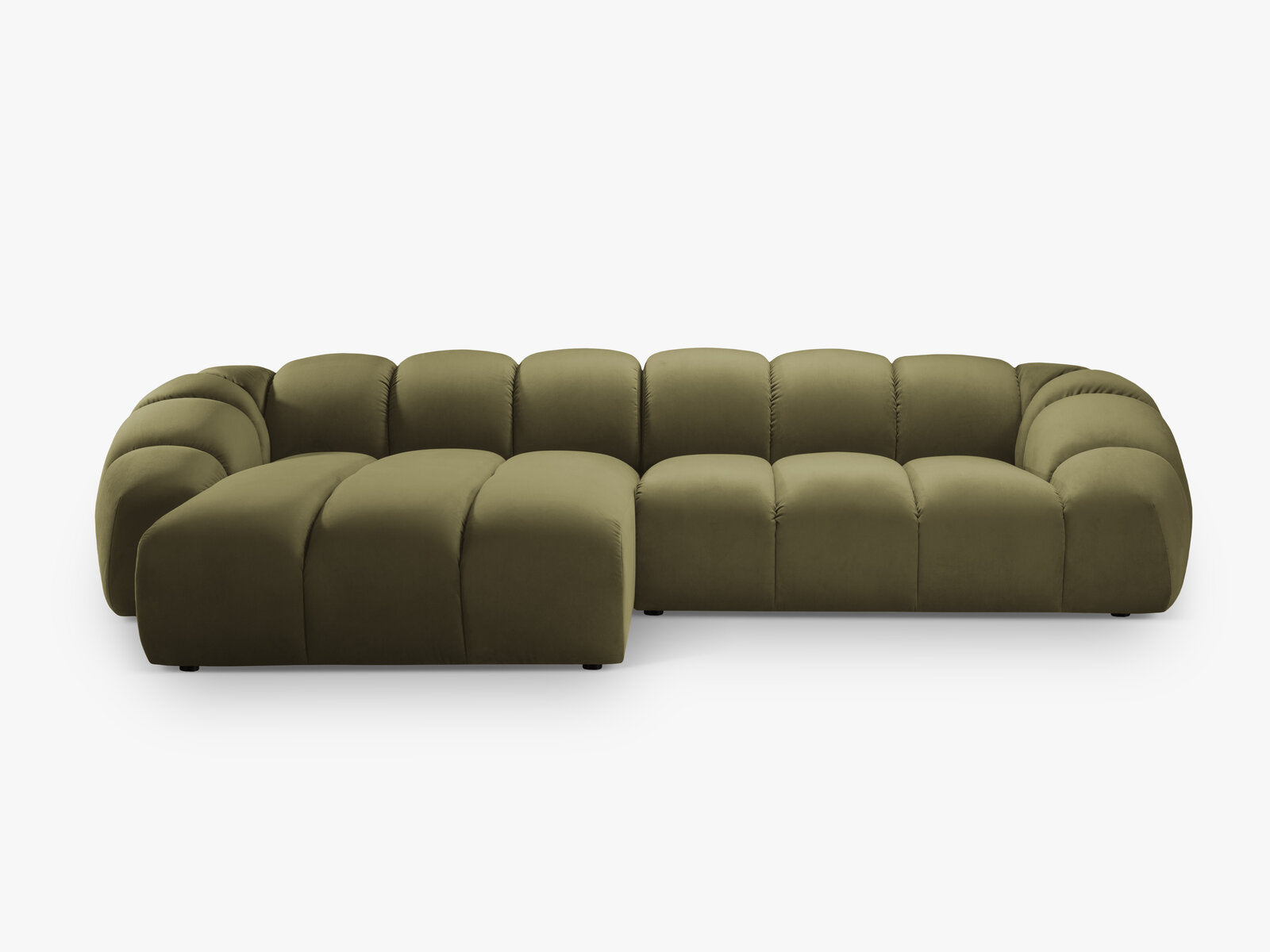 Micadoni Ecksofa Diana 4-Sitzer Links Samt Grün
