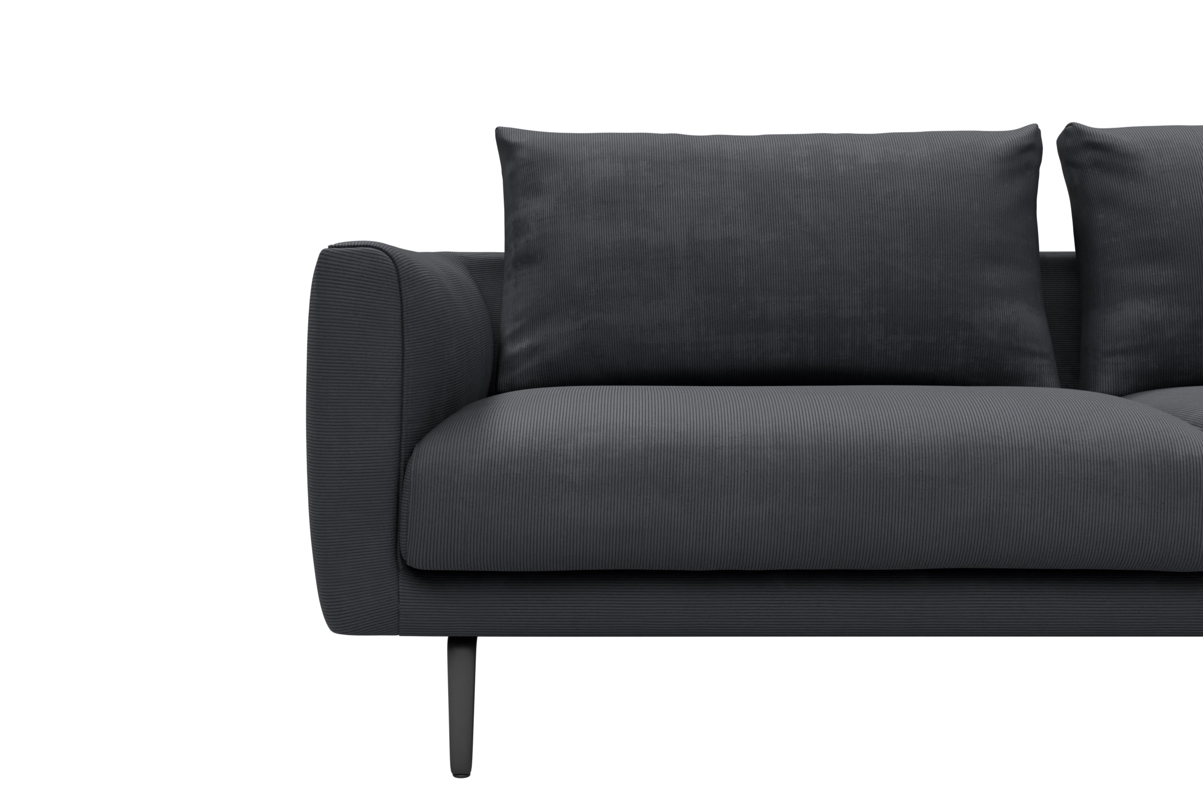 Ecksofa Karl Chaiselongue rechts mit 2,5-Sitzer Cordufine-Slate-Grey