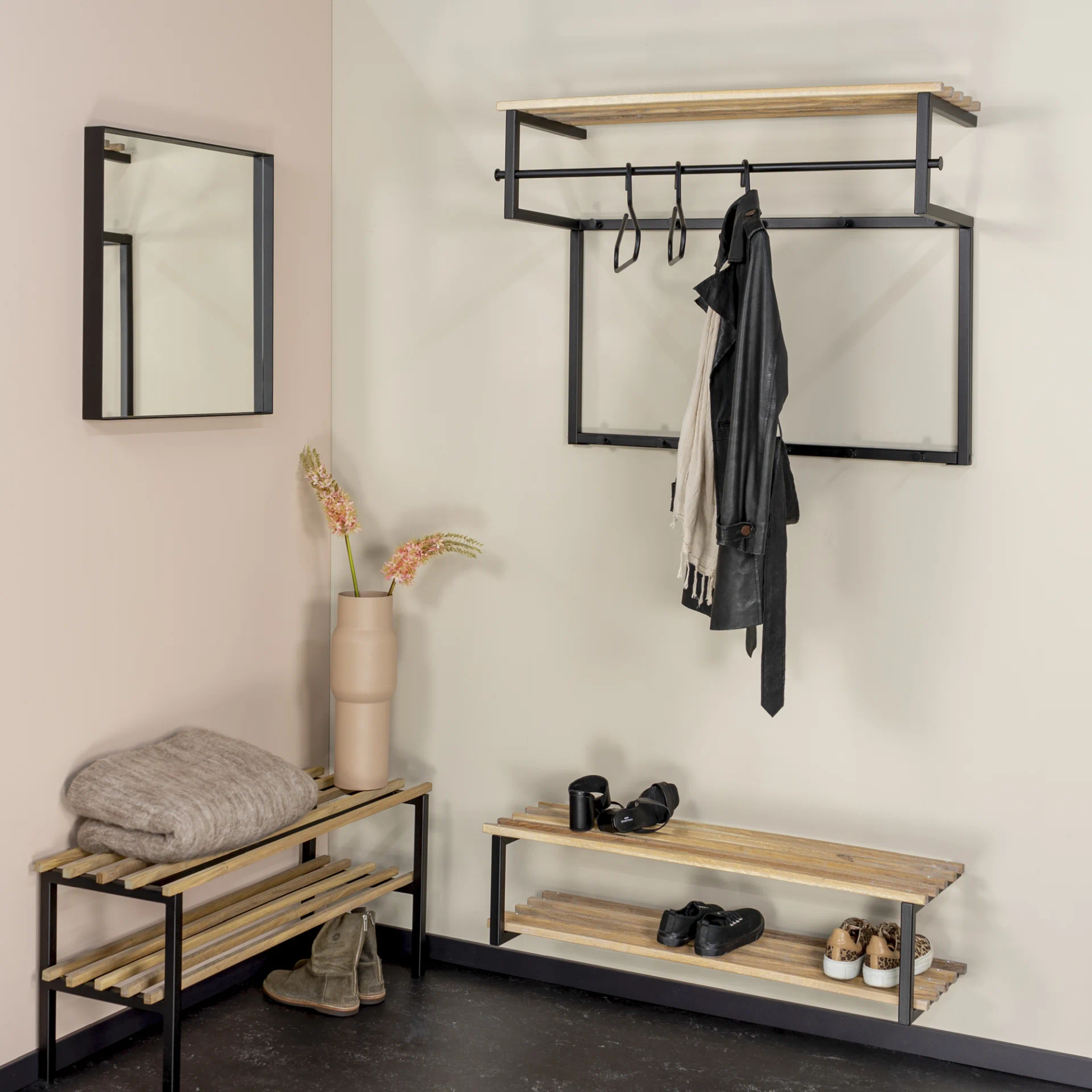 Spinder Design RIZZOLI XL (100 cm) Wandgarderobe - Schwarz / Eichen