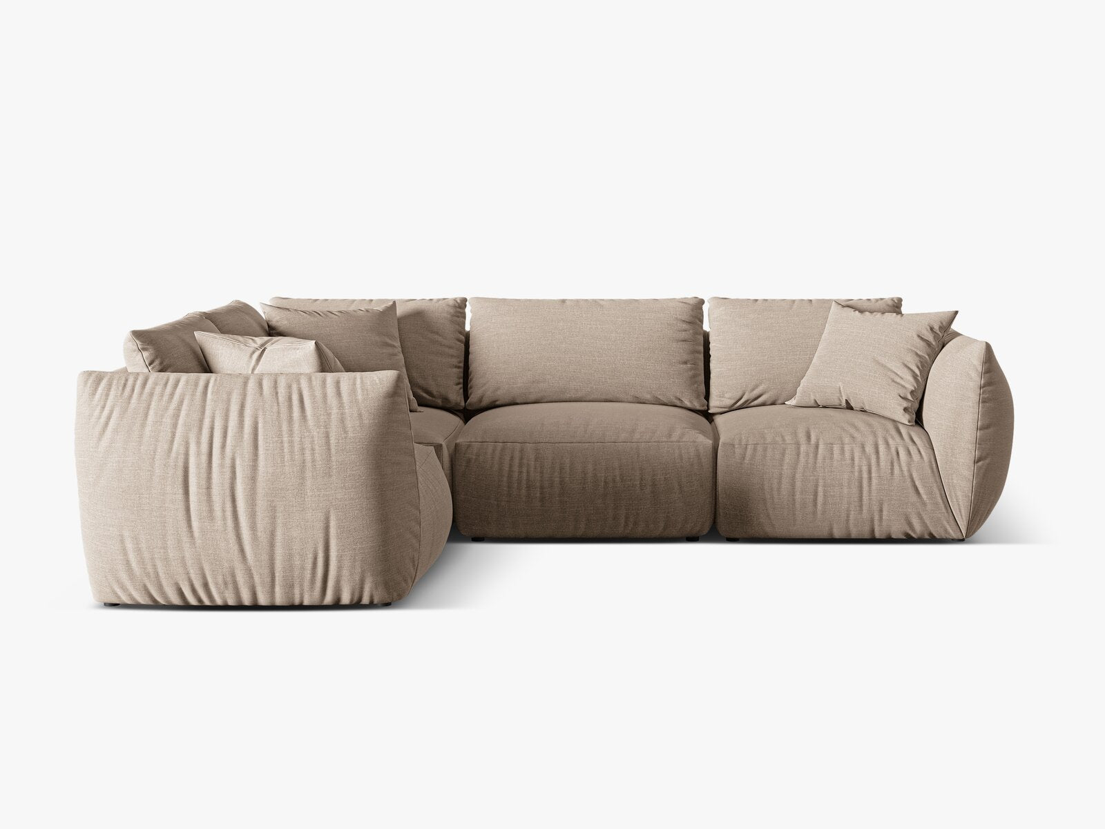 Micadoni Ecksofa Chris 4-Sitzer Links Strukturierter Stoff Sand