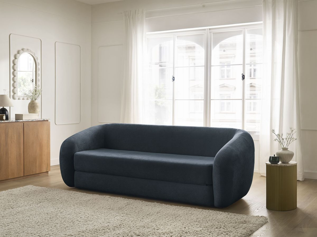 Bobochic Neyo Schlafsofa 3-Sitzer Stoff Dunkelblau