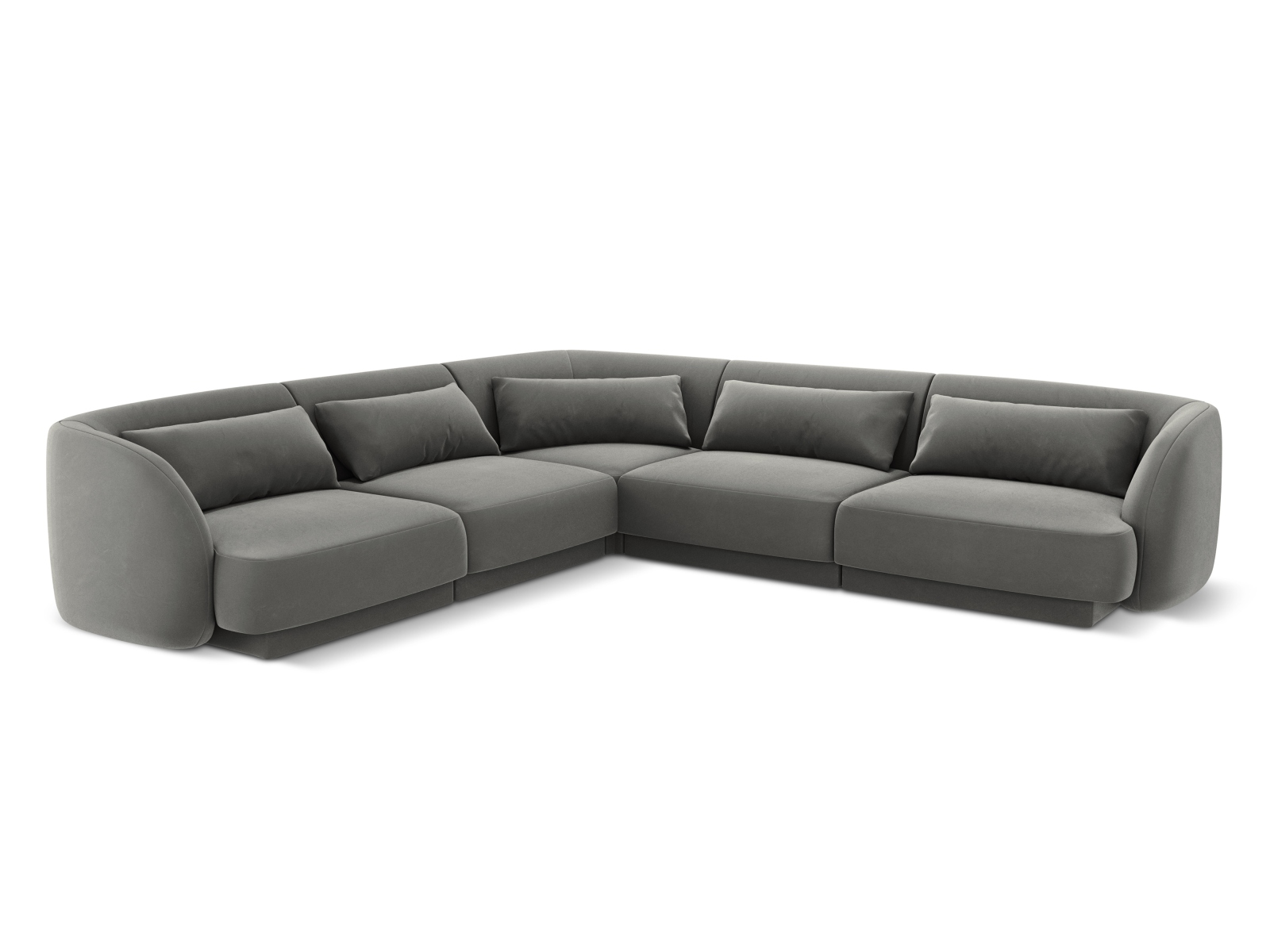 Cosmopolitan Design Wendbares Ecksofa Tulum 5-Sitzer Samt Bluvel Hellgrau