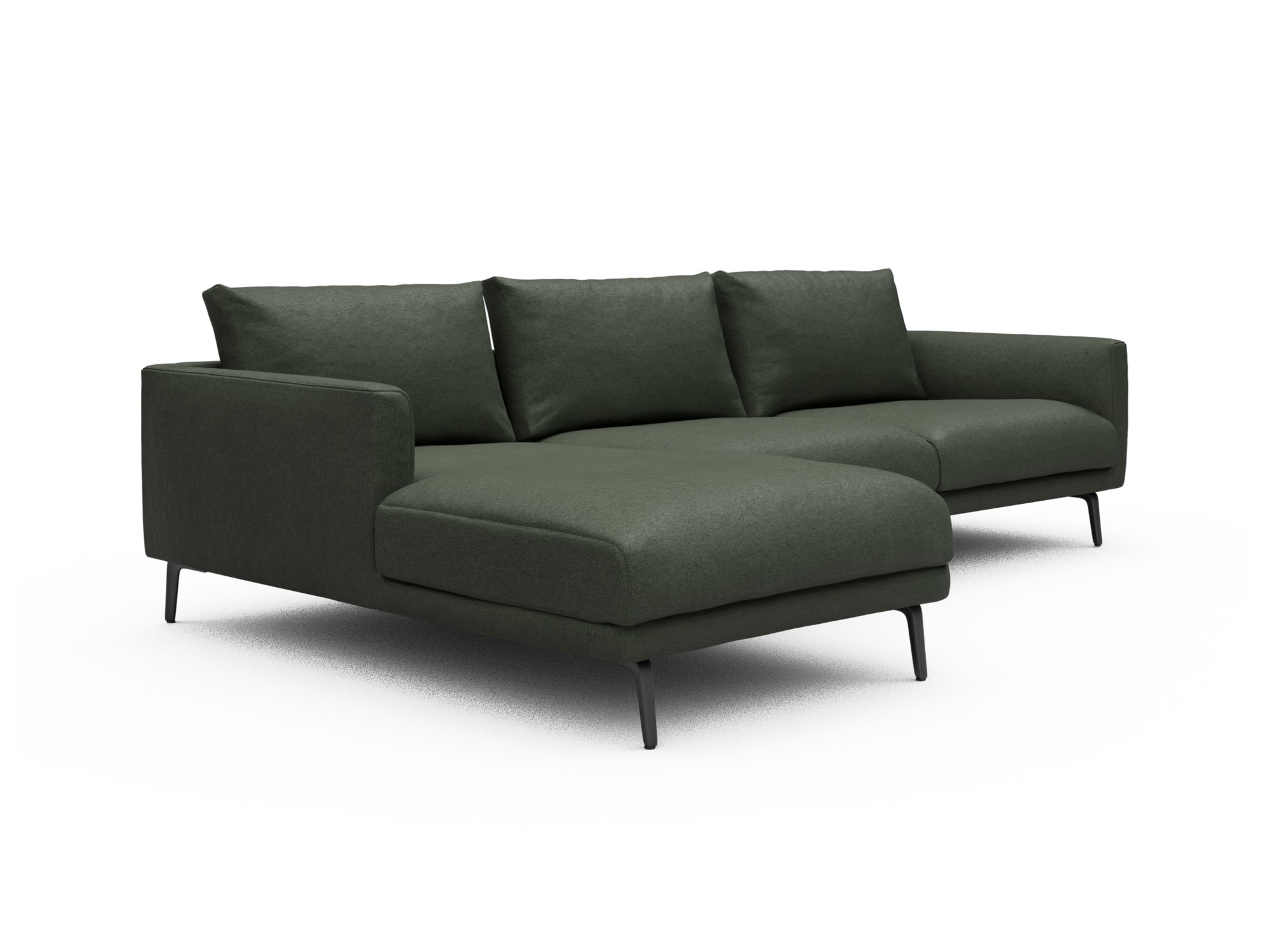 Skandi Home Ecksofa Karl Chaiselongue links mit 2,5-Sitzer Denari-Forest-Green moebelfaktor