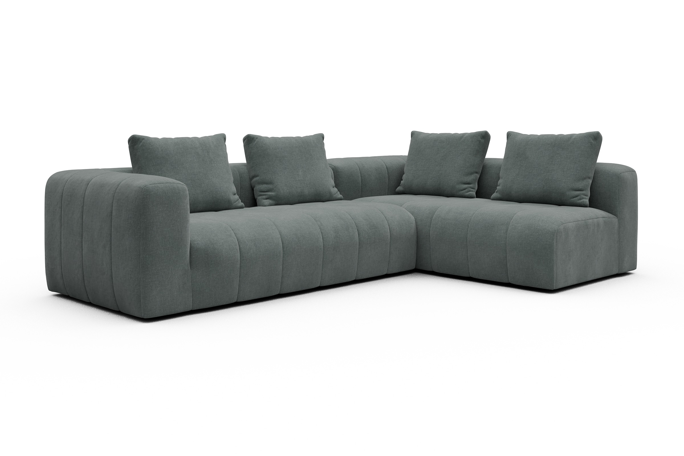 Ecksofa Hugo 2x 2,5-Sitzer Armlehne links Smooth-Silver-Grey