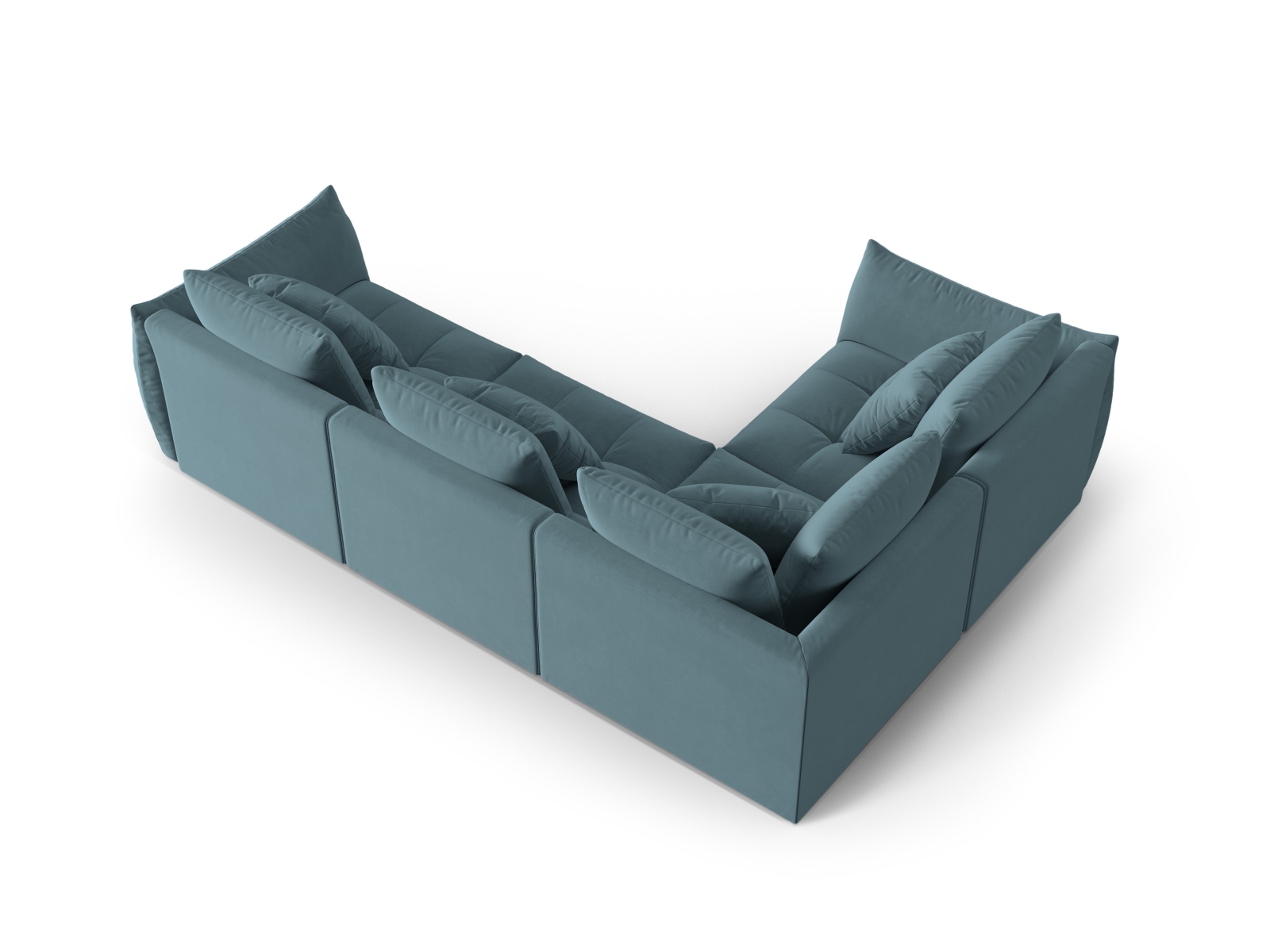 Micadoni Ecksofa Bloom 4-Sitzer Links Samt Pastellblau