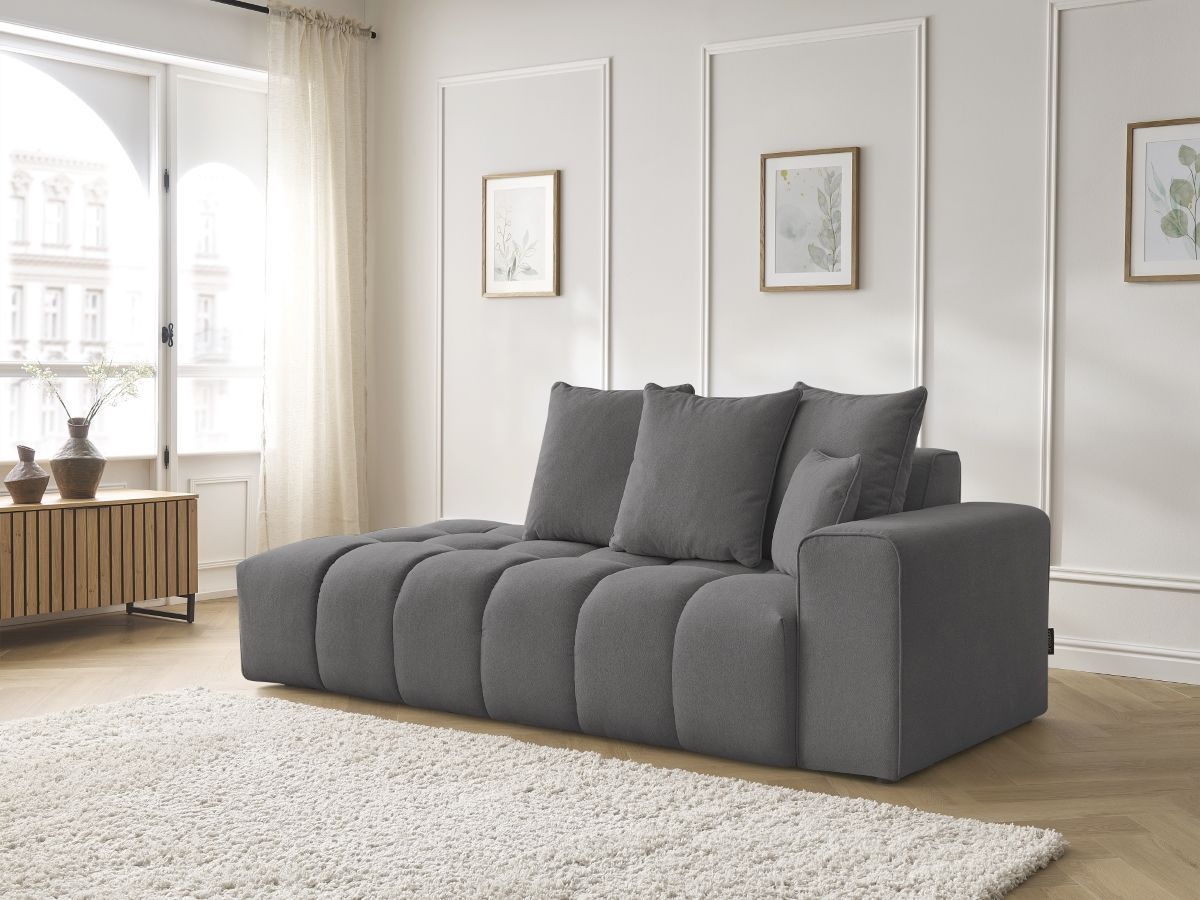 Bobochic Mont-blanc Sofa 4-Sitzer Melange-Stoff Dunkelgrau Armlehne rechts