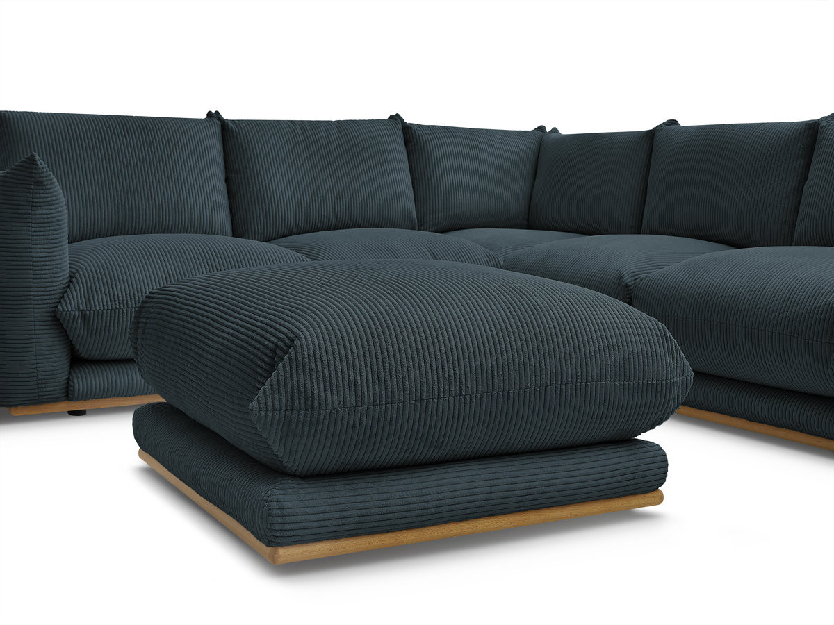 Bobochic Ernest Ecksofa mit Pouf Cordsamt Blau