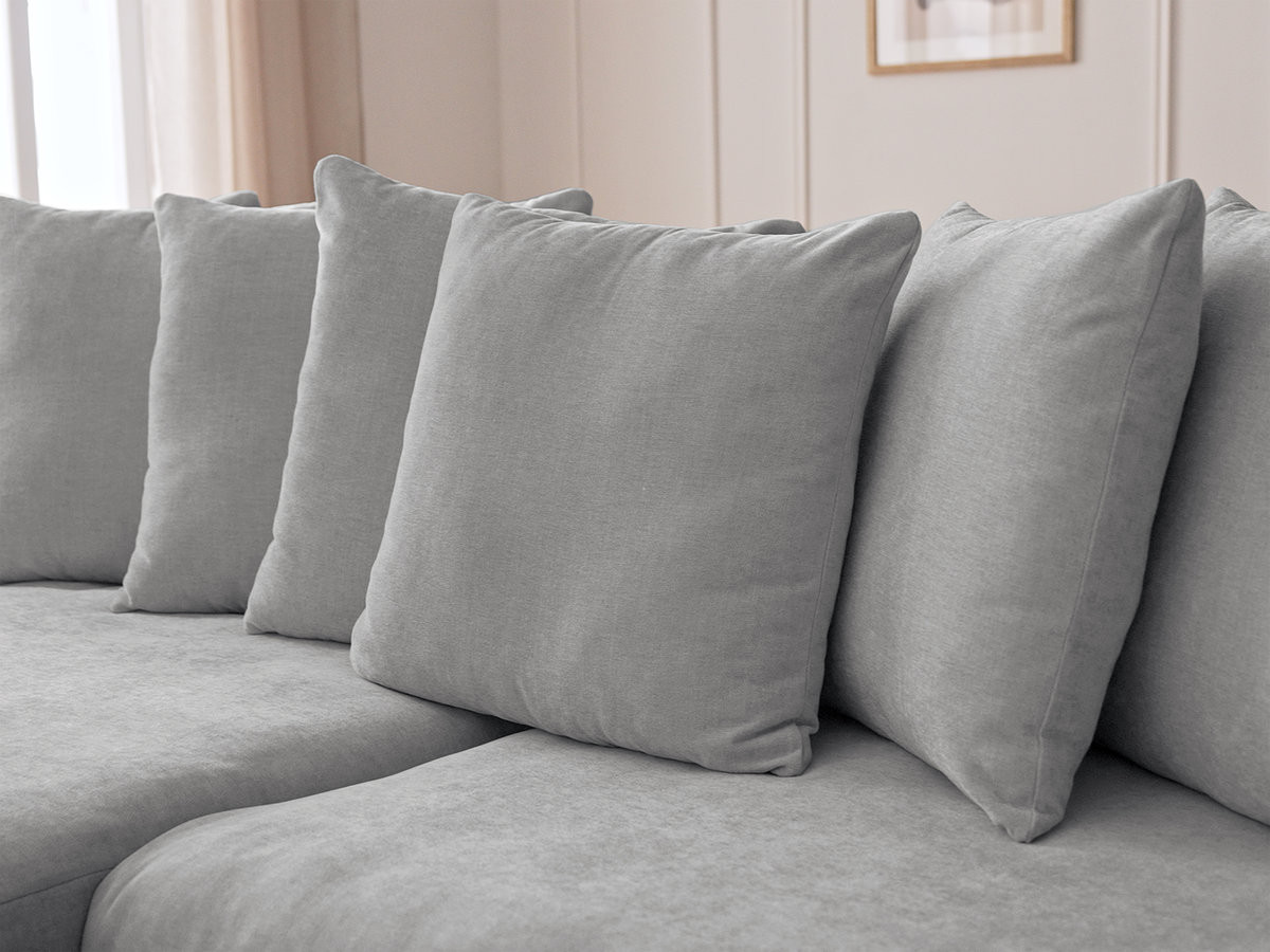 Bobochic Enore Ecksofa mit Pouf Stoff Hellgrau Ecke links