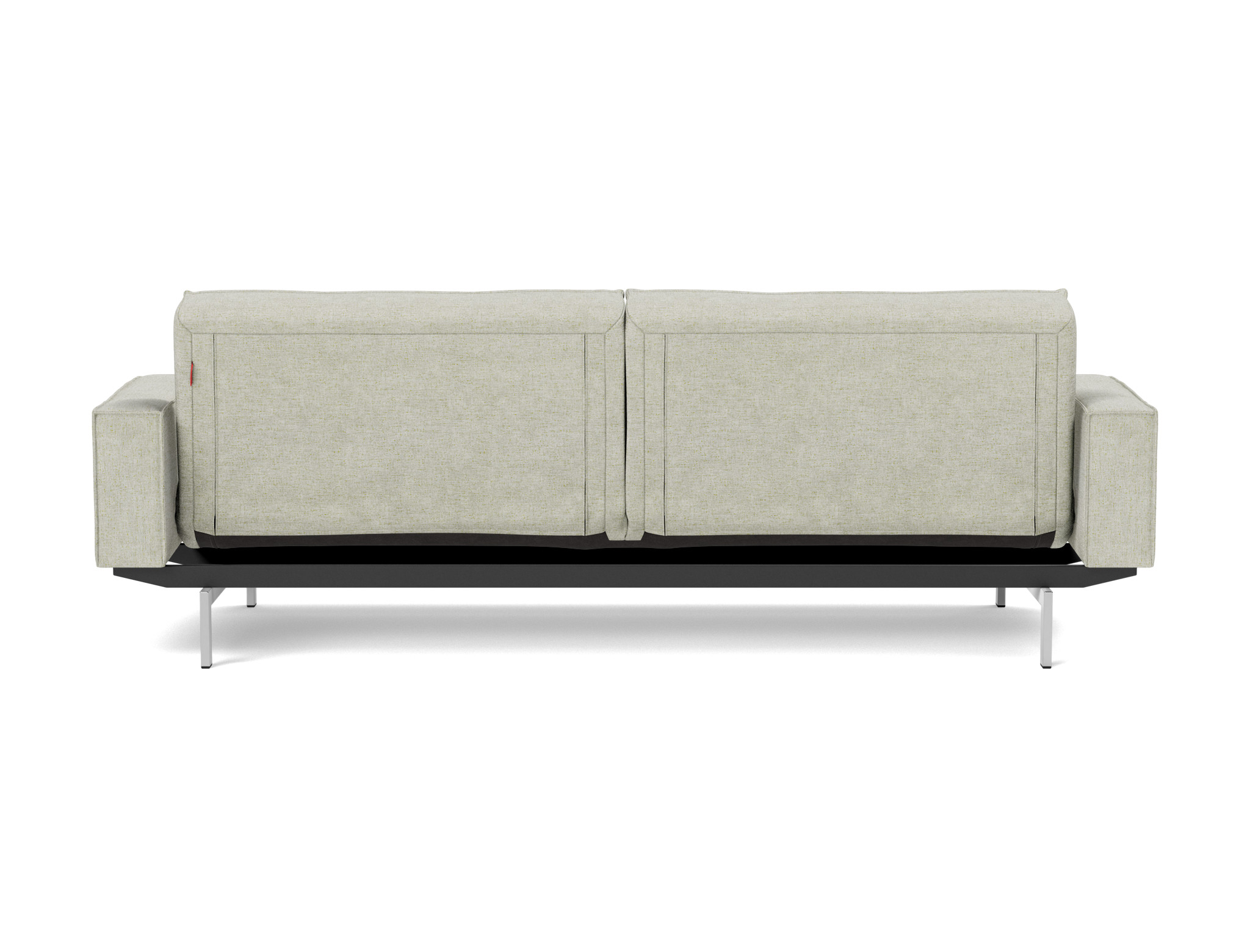 Schlafsofa Splitback mit Armlehnen Flachgewebe Avella 280-Sand Beine Chrom