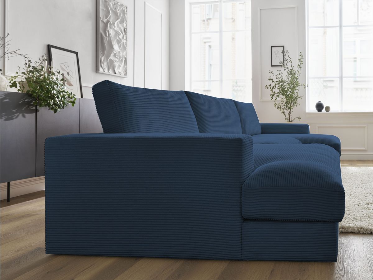 Bobochic Leonard Wohnlandschaft 349 × 159 cm Cordsamt Dunkelblau