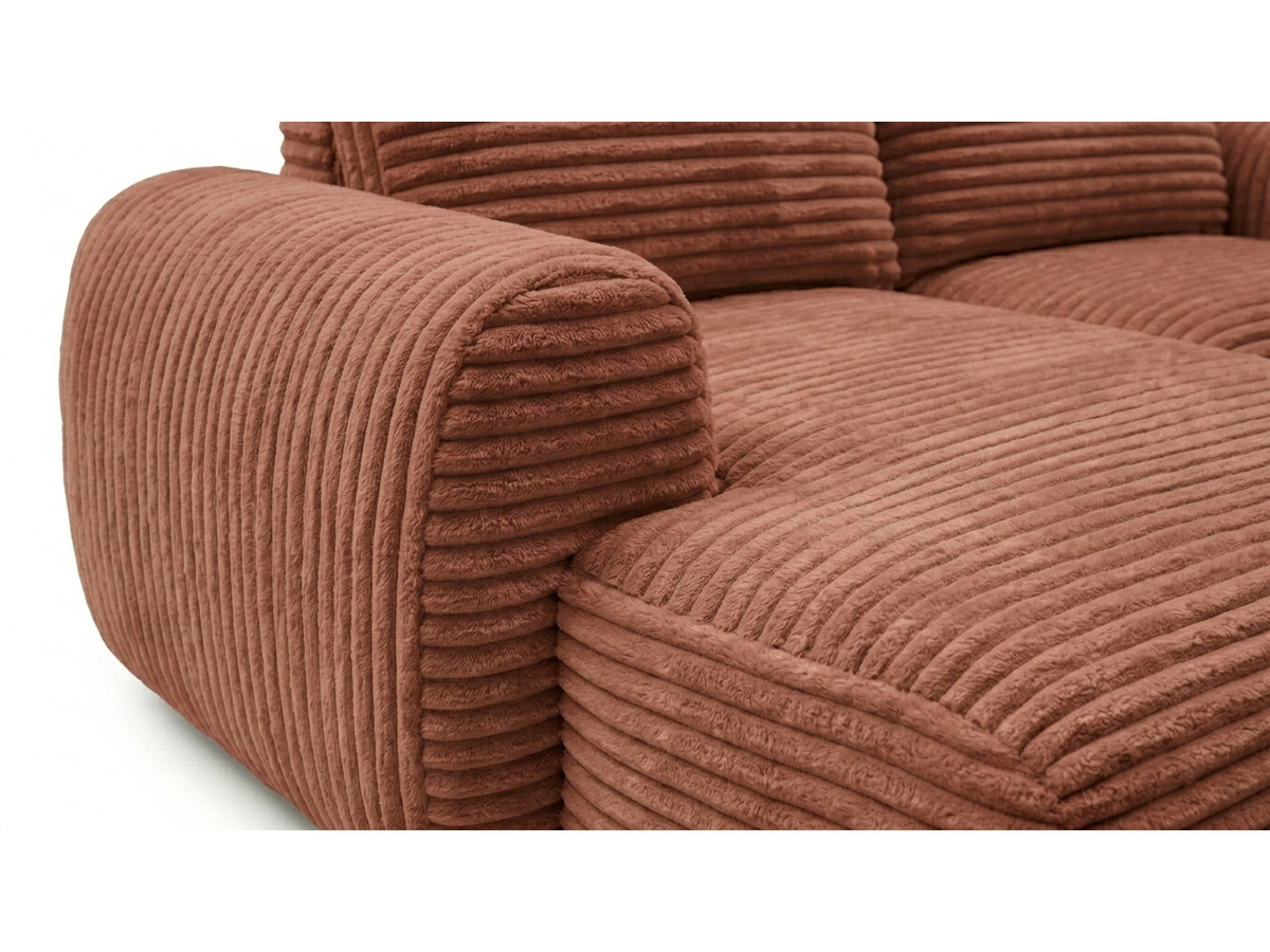 Bobochic Lucien Ecksofa mit Schlaffunktion und Bettkasten Breitcord weich Orange Ecke links