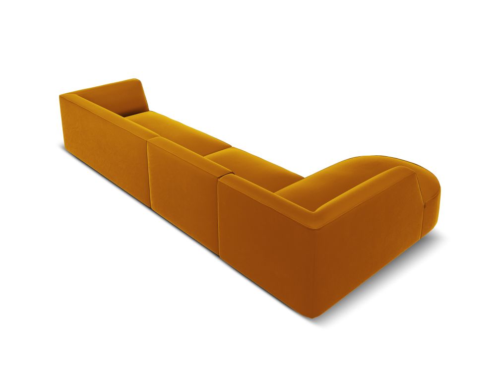 Cosmopolitan Design Ecksofa Siena 5-Sitzer abgerundet Samt Salvador Gelb Links