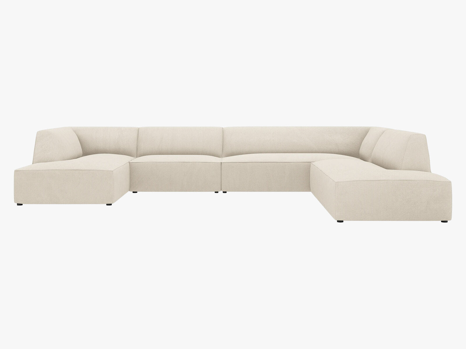 Micadoni Panorama-Ecksofa Ruby 7-Sitzer Rechts Kord Scala Helles Beige